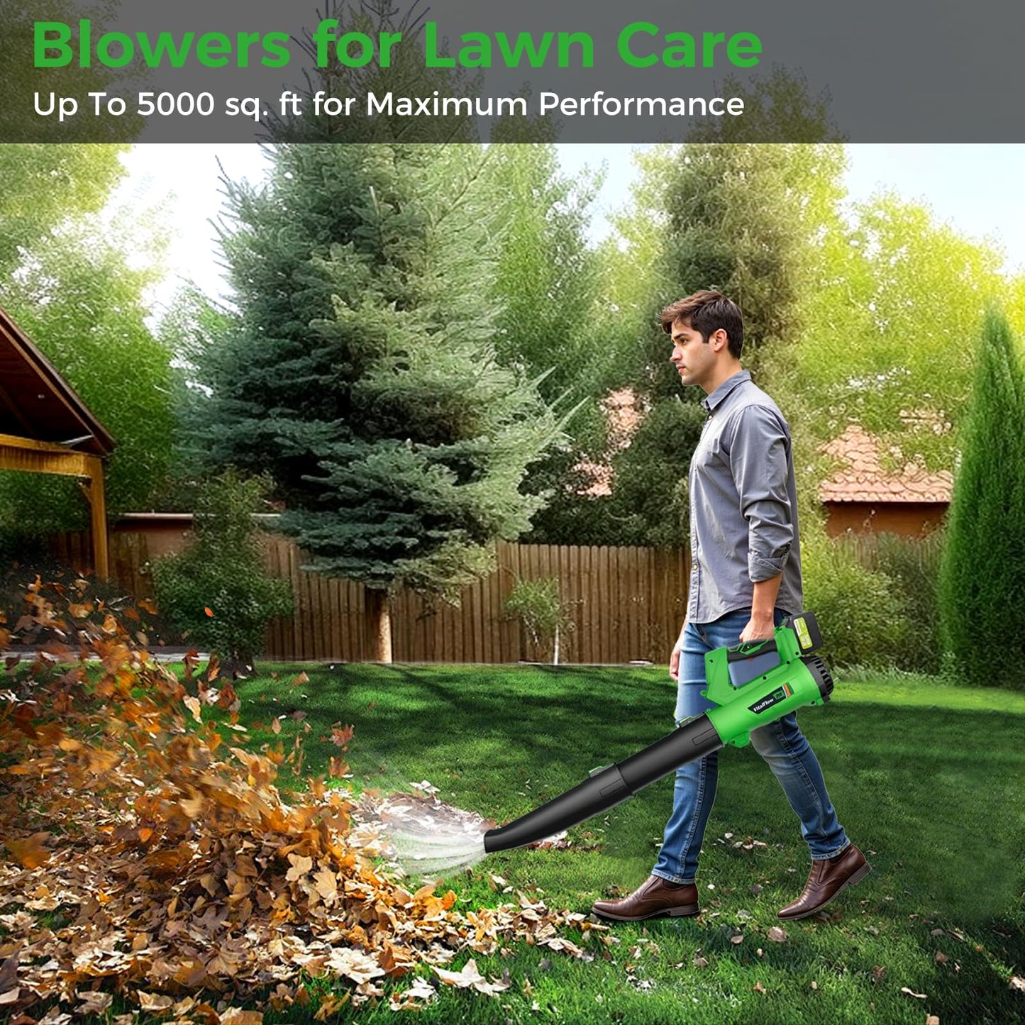 Cordless Leaf Blower with 2× 6.0Ah Batteries and Charger, 540CFM/170MPH Battery Powered Leaf Blower, 6 Speeds, Lightweight Electric Leaf Blowers for Lawn Care, Patio, Dust and Leaves Cleaning 2025