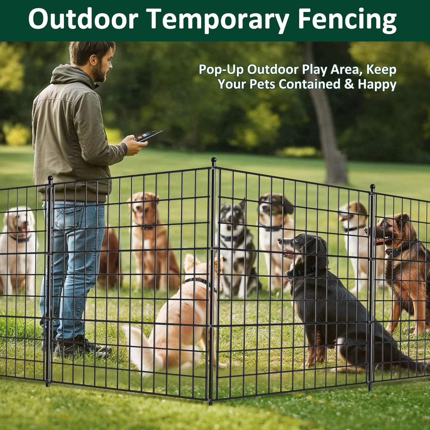 LUCKPRO 10 Panels Decorative Garden Fence Animal Barrier Heavy Duty No Dig Dog Fence Outdoor for Yard 32 in(H) X 23.6 ft(L) Garden Fencing with Ground Stakes for Backyard, Patio Decor