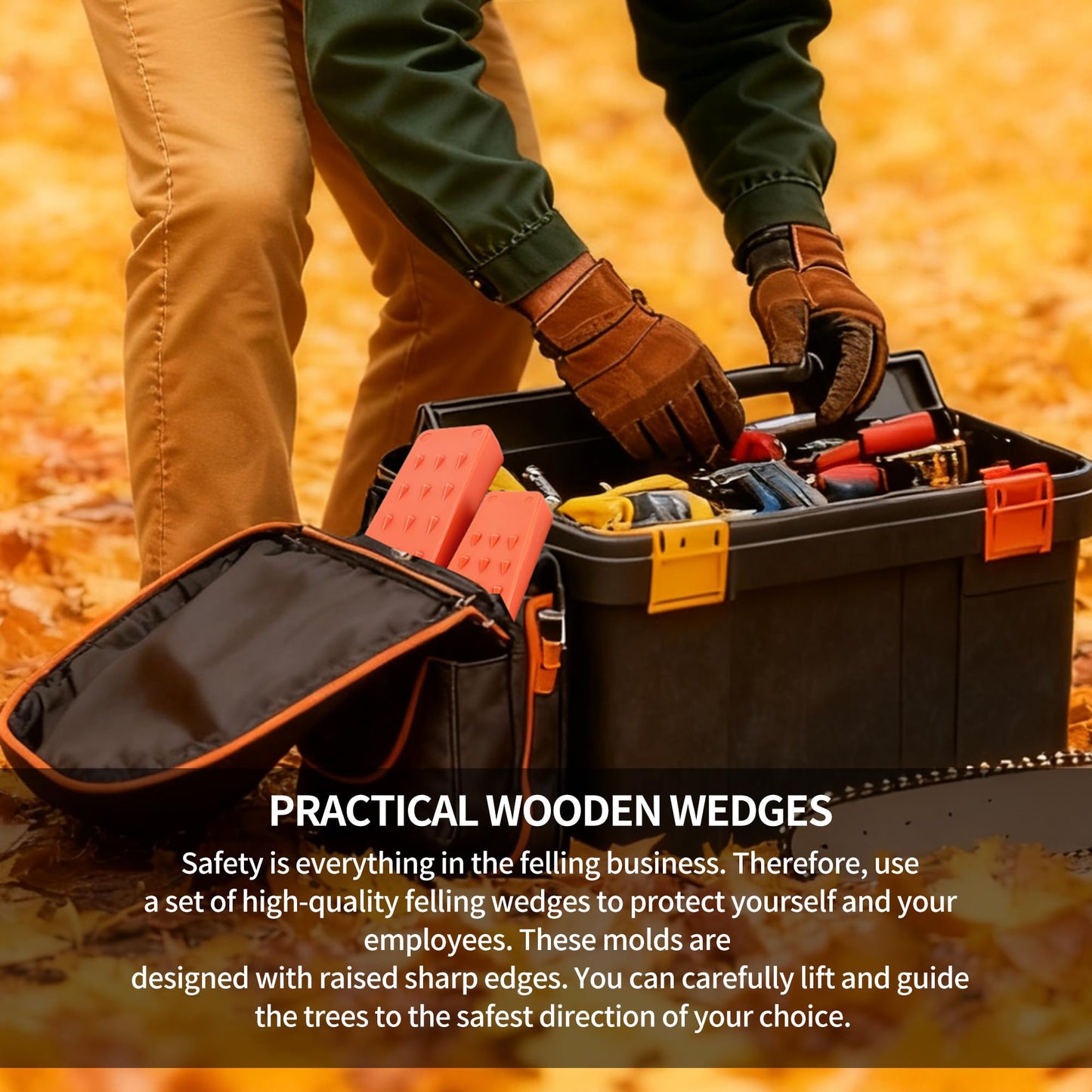 Skyward 6 Pack Spiked Logging Wedges, 5.5" Orange ABS Plastic Tree-Cutting Wedges for Safe Tree Cutting, Wood-Cutting Tools (5.5")