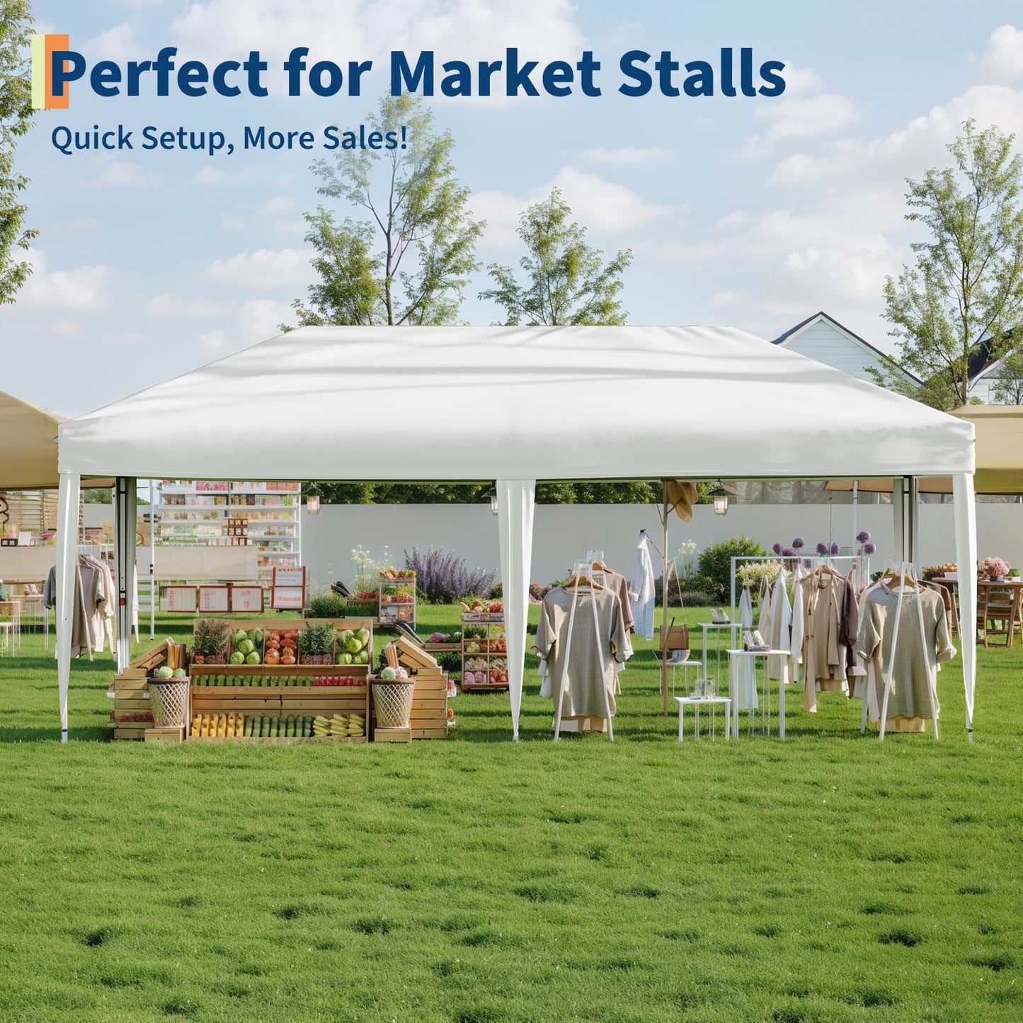 GarveeLife 10x20 Pop Up Canopy, Beach Ten with One Push Setup, Heavy Duty Outdoor Instant Canopy Tent with Portable Roller Bag, Silver Coated Top, 3 Adjustable Height, Sandbags,White