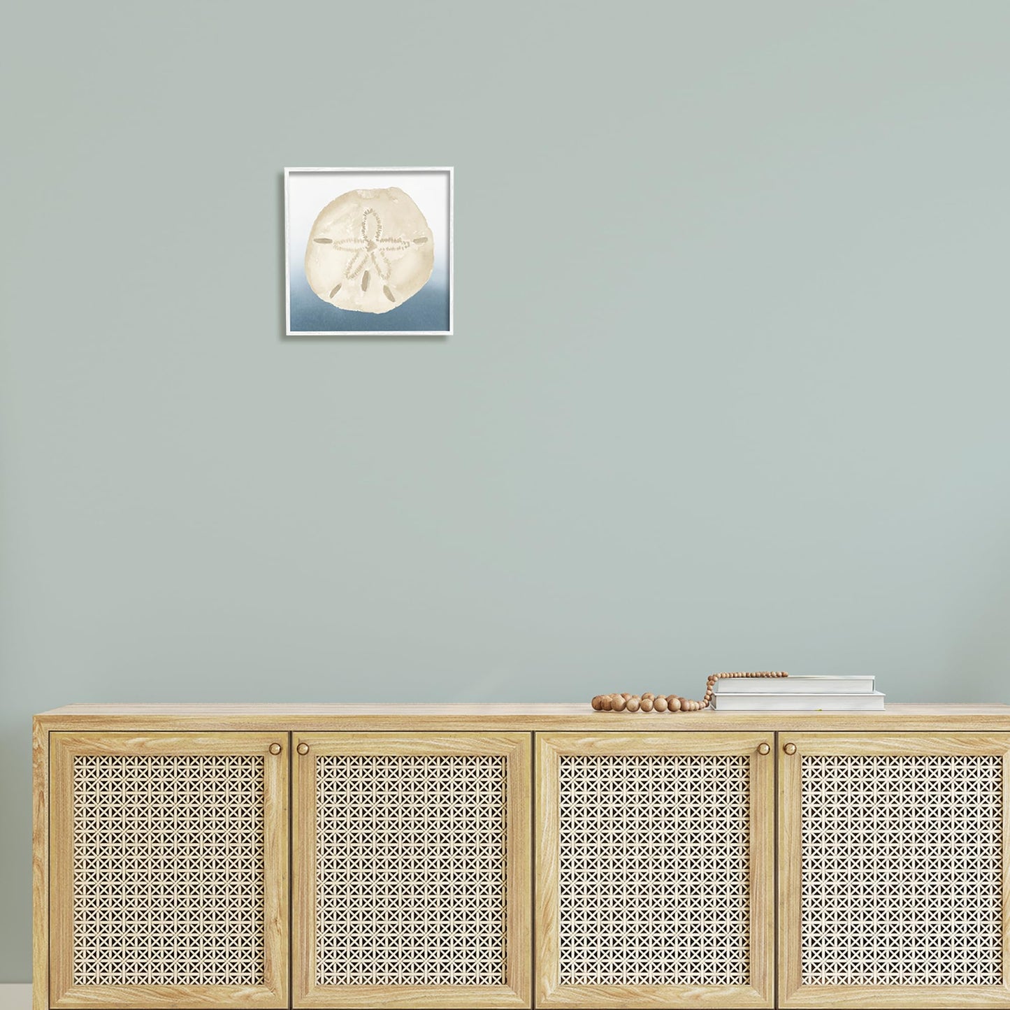 Stupell Industries 'Beige Sand Dollar Seashell', Framed Giclee Art, White, 12 x 12 Inches, Easy to Hang and Sturdy, Made in USA, by Lucille Price