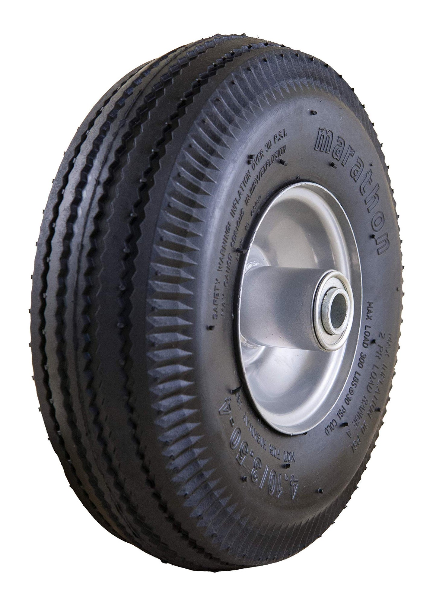 Universal Fit 4.10/3.50-4 Air Filled Hand Truck/Utility Tire, 5/8" Bearings,2.25" Offset to 4" Hub, Adapter Kit Included