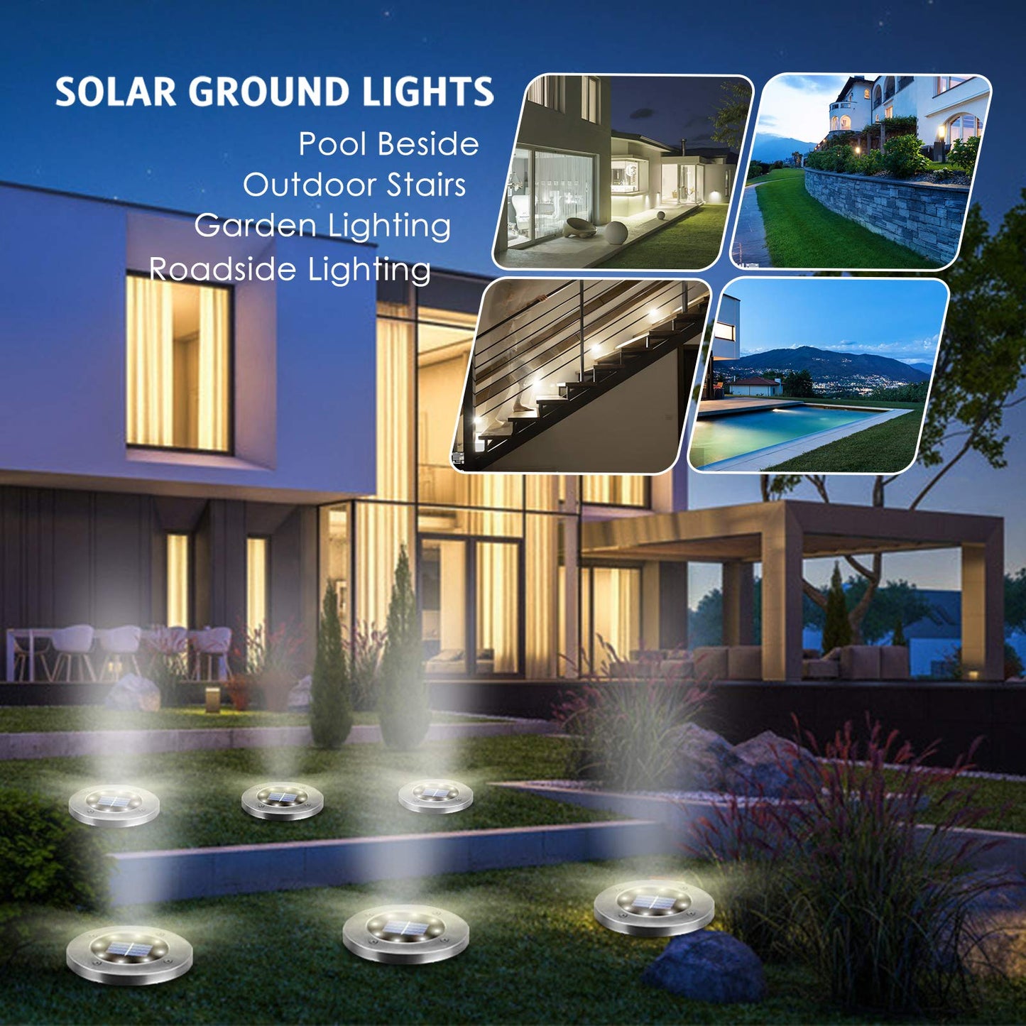 OULONGER 4.6inch Solar Lights Outdoor Waterproof,12Pack Solar Lights for Outside,Solar Garden Lights Landscape Lighting for Patio Pathway Lawn Yard Deck Driveway Walkway(White Light)