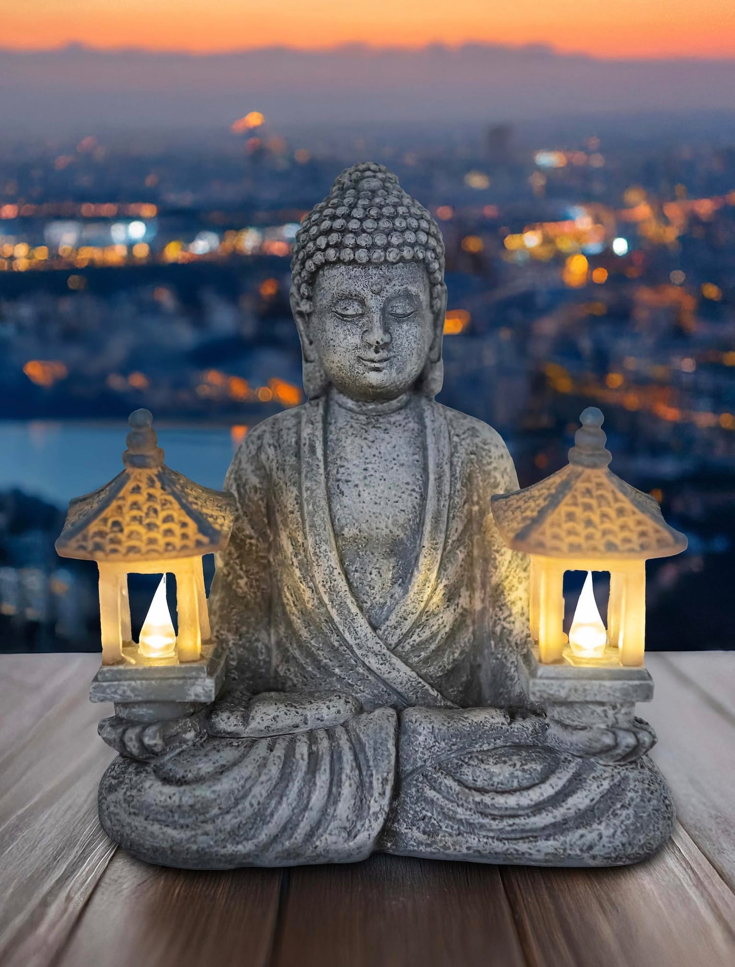 Dcmkimilv Buddha Outdoor Solar Figurine Decor Light, Meditation Small Elegant Garden Statues, Gifts for Mom, Halloween Décor Waterproof Patio Balcony Yard Lawn Ornament 8.66”