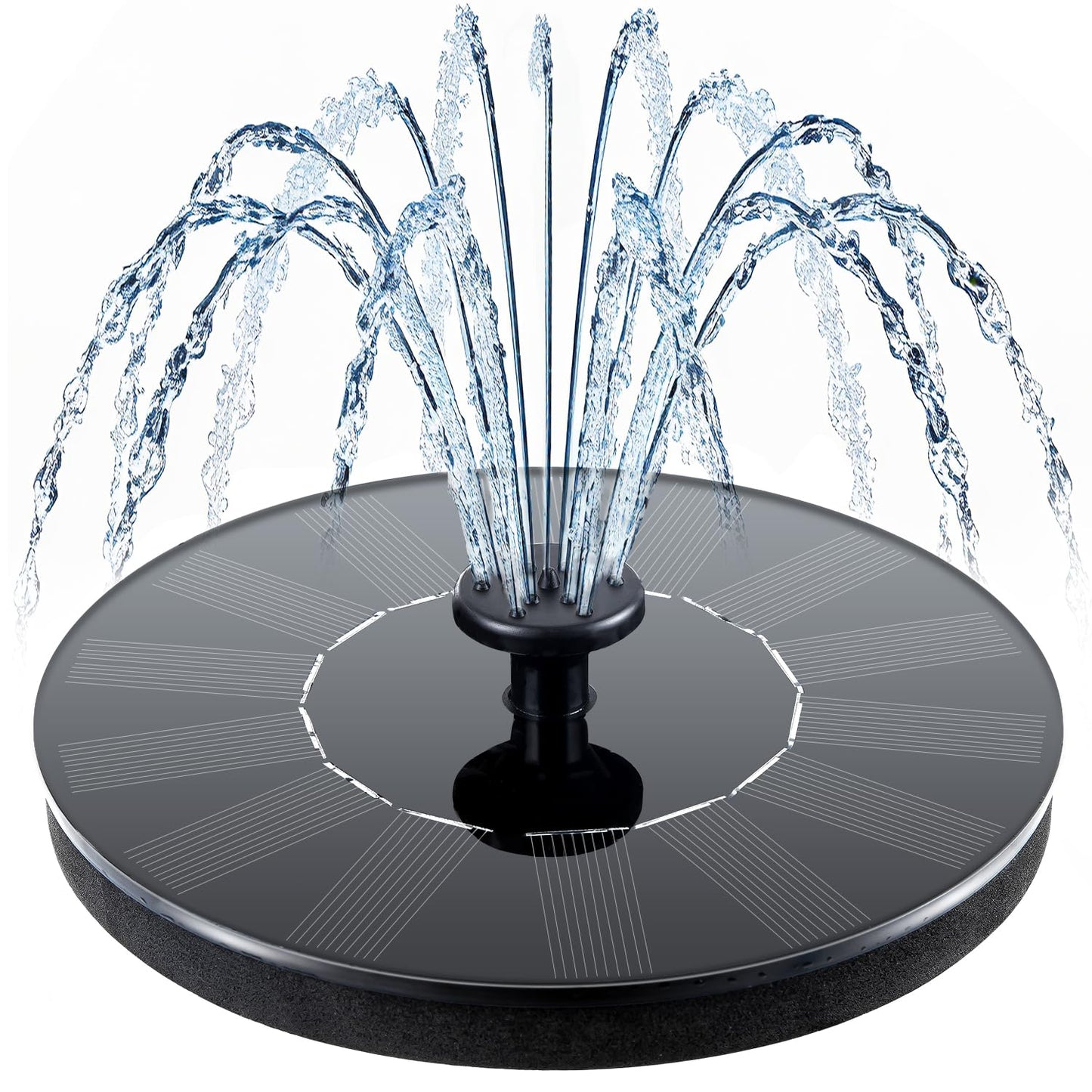 Mademax Solar Bird Bath Fountains, Upgrade 1.4W Solar Fountain Pump with 6 Nozzles, Free Standing Floating Solar Powered Water Fountain Pump for Bird Bath, Garden, Pond, Pool, Outdoor