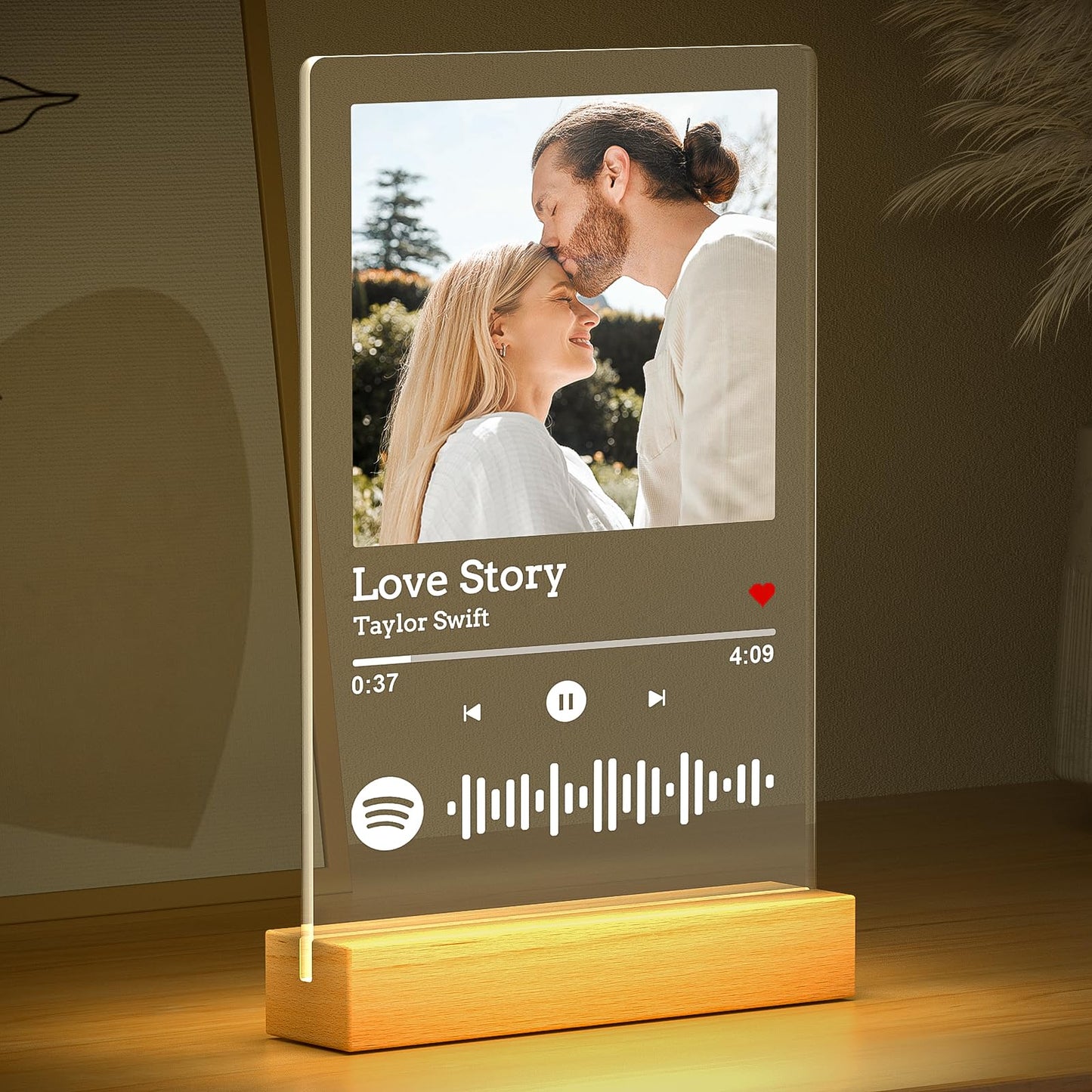Custom Spotify Plaque, Custom Picture Frames, Personalized Acrylic Song Plaque Photo Frame, Personalized Anniversary Birthday Gifts for Women Men Her Him Girlfriend Boyfriend Couple Wife Mom Dad