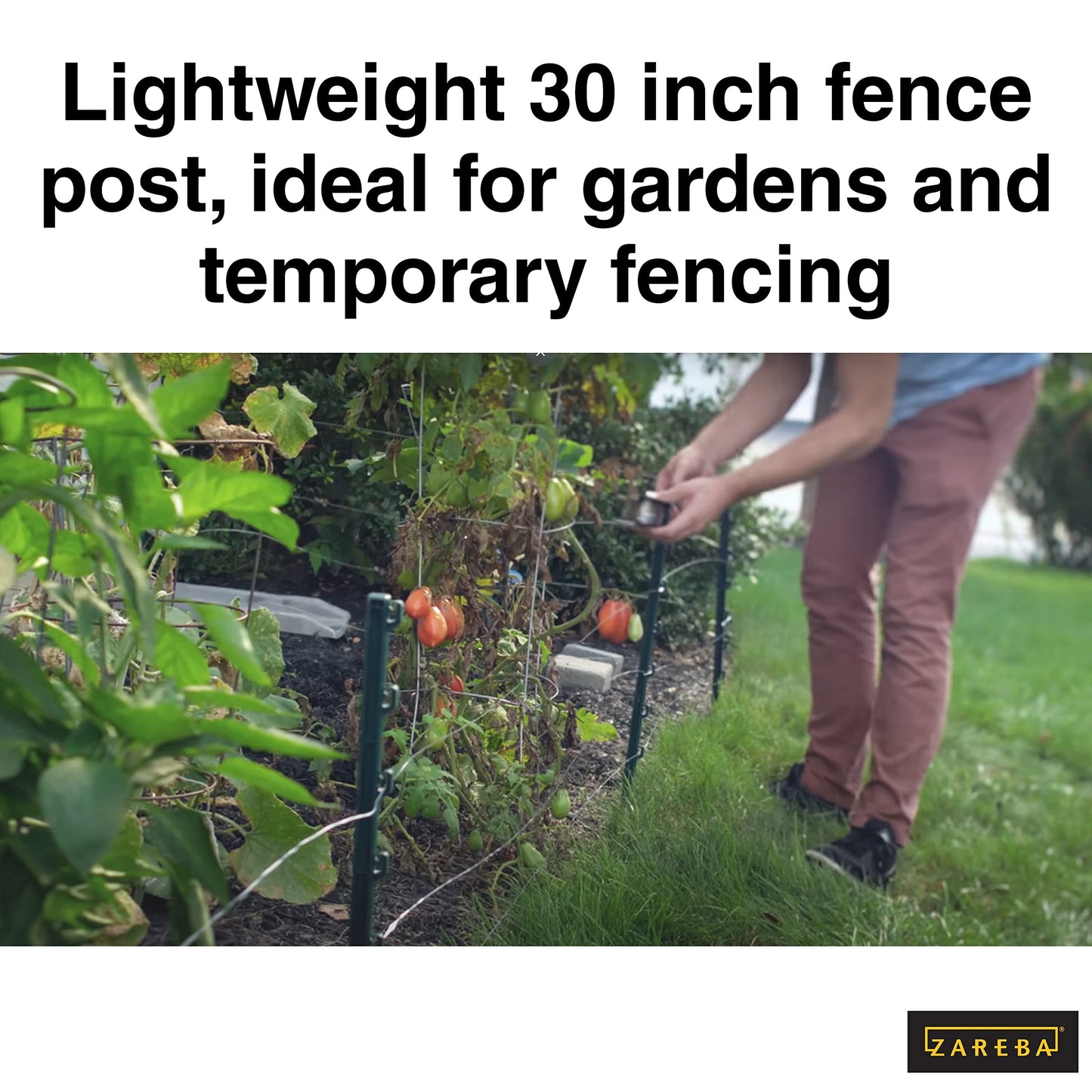 Fi-Shock P-30G 30 Inch Garden Fence Post, Ideal for Gardens and Temporary Fencing - 25 Pack