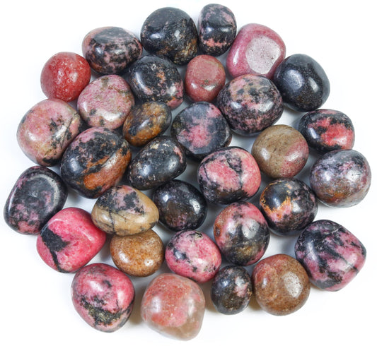 Crocon 1LB Rhodonite Crystals Tumbled Stones Bulk Set 2000+ Carats Pocket Crystal Healing Balancing Gemstones Tumbled Collection Palm Stone Good Luck Charm Gift Craft Home Decor Size: 20-25 mm