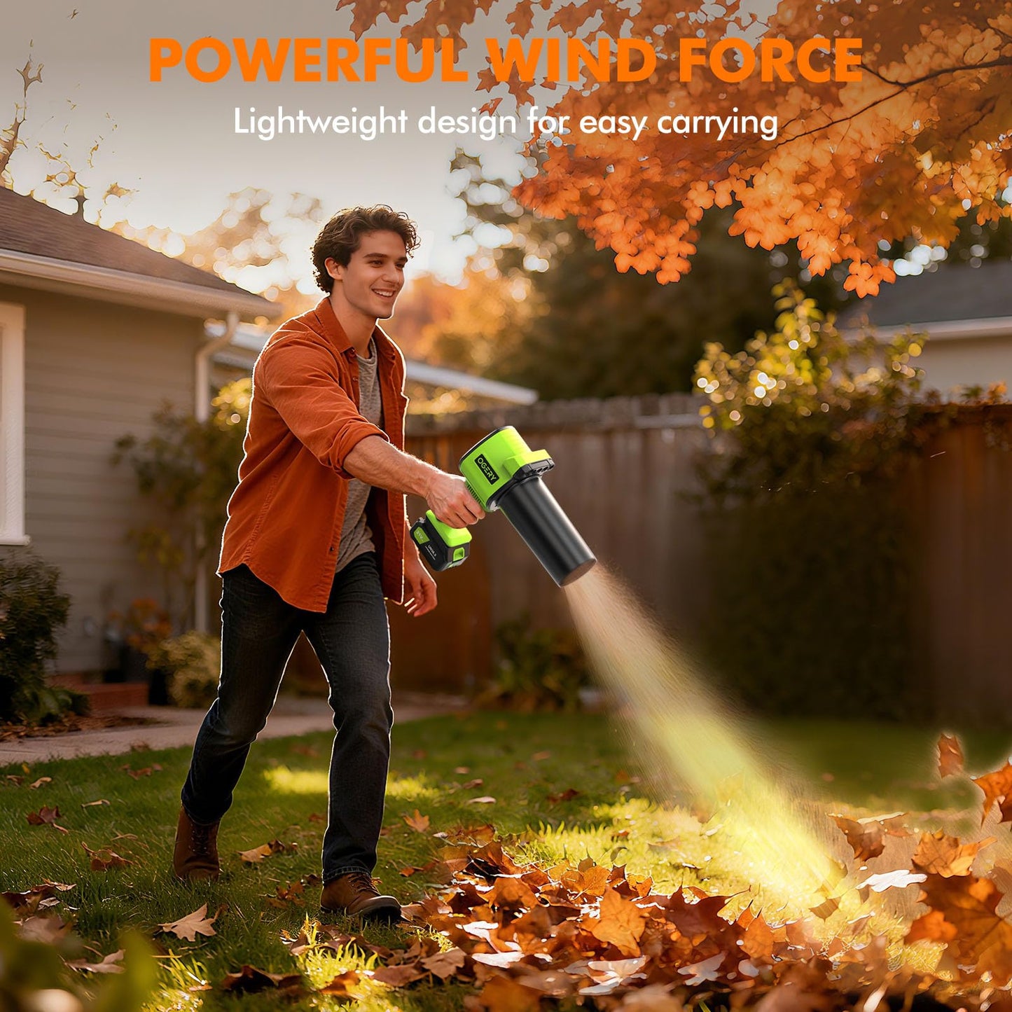 OGERY Brushless Leaf Blower Cordless with Lights, Powerful Electric Leaf Blowers with 2 x 3.0Ah Batteries & Fast Charging, 700CFM 900G Wind Pressure Handheld Blower for Lawn Care Yard Garden, Green