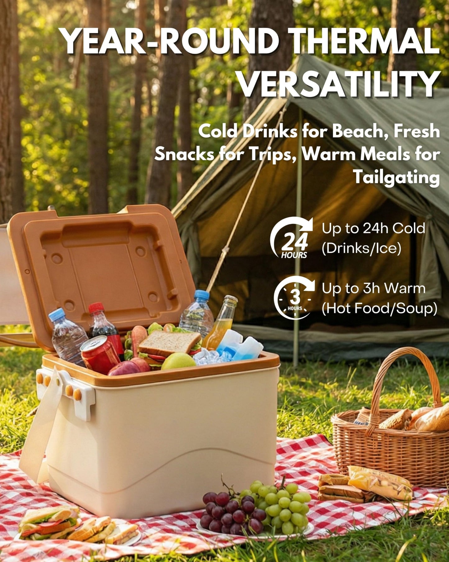 5L Cooler Insert for Bogg Bag XL – 3-in-1 Insulated Lunch Box with Strap, Portable Cold & Warm Storage Ice Chest for Beach, Picnic, Breastmilk, Snacks