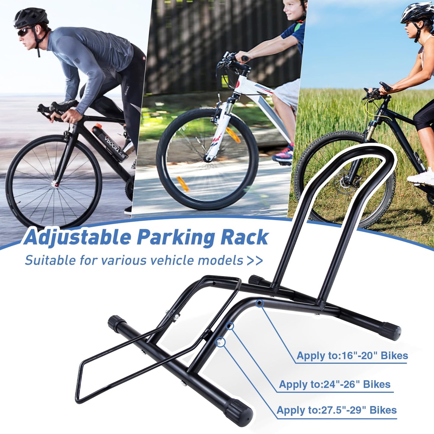 MAKELEN 2 Packs Bike Floor Stand for Mountain MTB & Road Bicycles 23c-4.0 inch Wide Tire 20-29 inch Tire Indoor Outdoor Bike Rack Bicycle Floor Stand Black