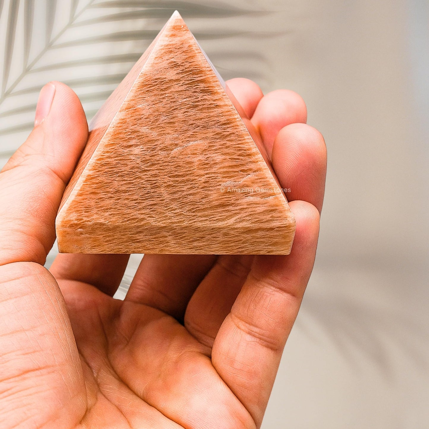 Amazing Gemstone Peach Moonstone Pyramid Crystal Healing Stones - 2" Great Pyramid Figurine of Natural Stone Pyramid for Meditation, Reiki, Chakra Balancing and Crystal Pyramids Grid