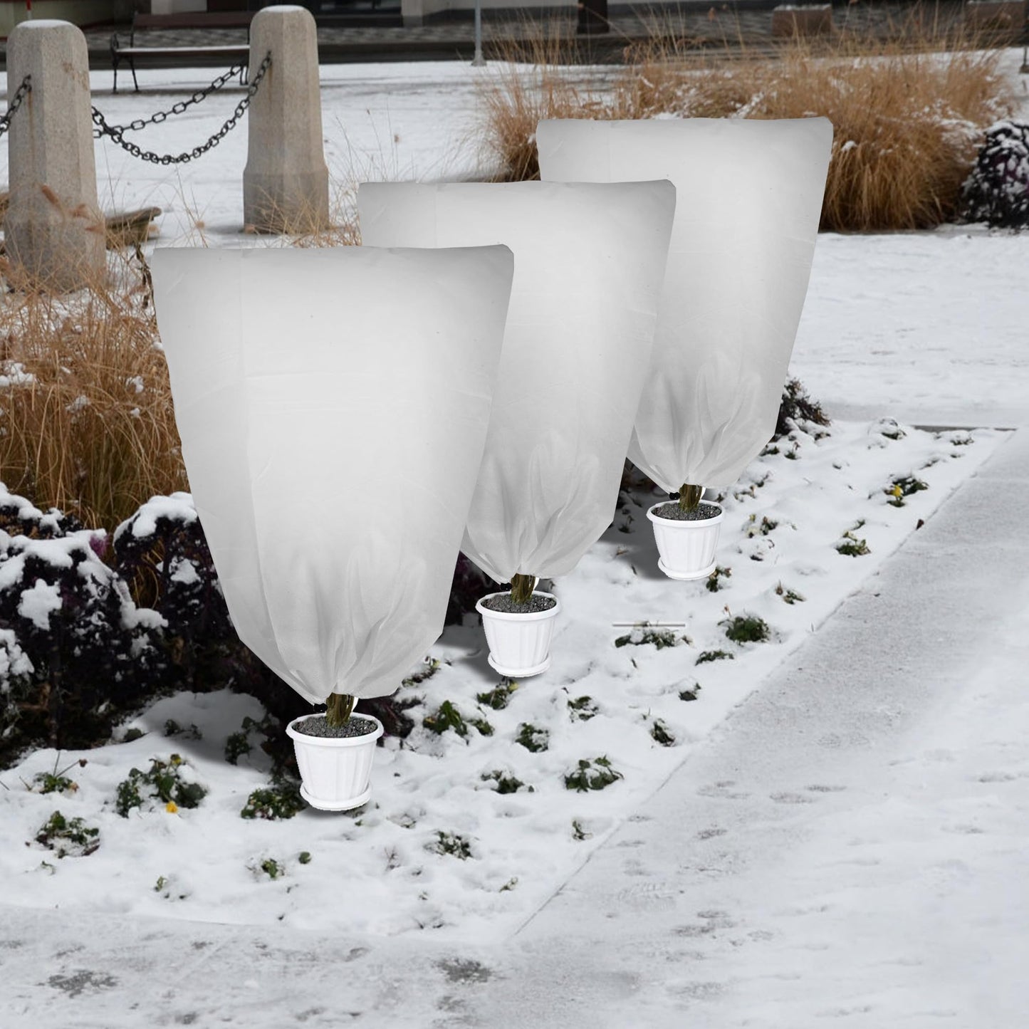 LYDTICK 8 Pack Plant Covers Freeze Protection for Winter, 47.2"×31.5" Frost Cloths for Outdoor Plants Cold Weather Blankets with Drawstrings