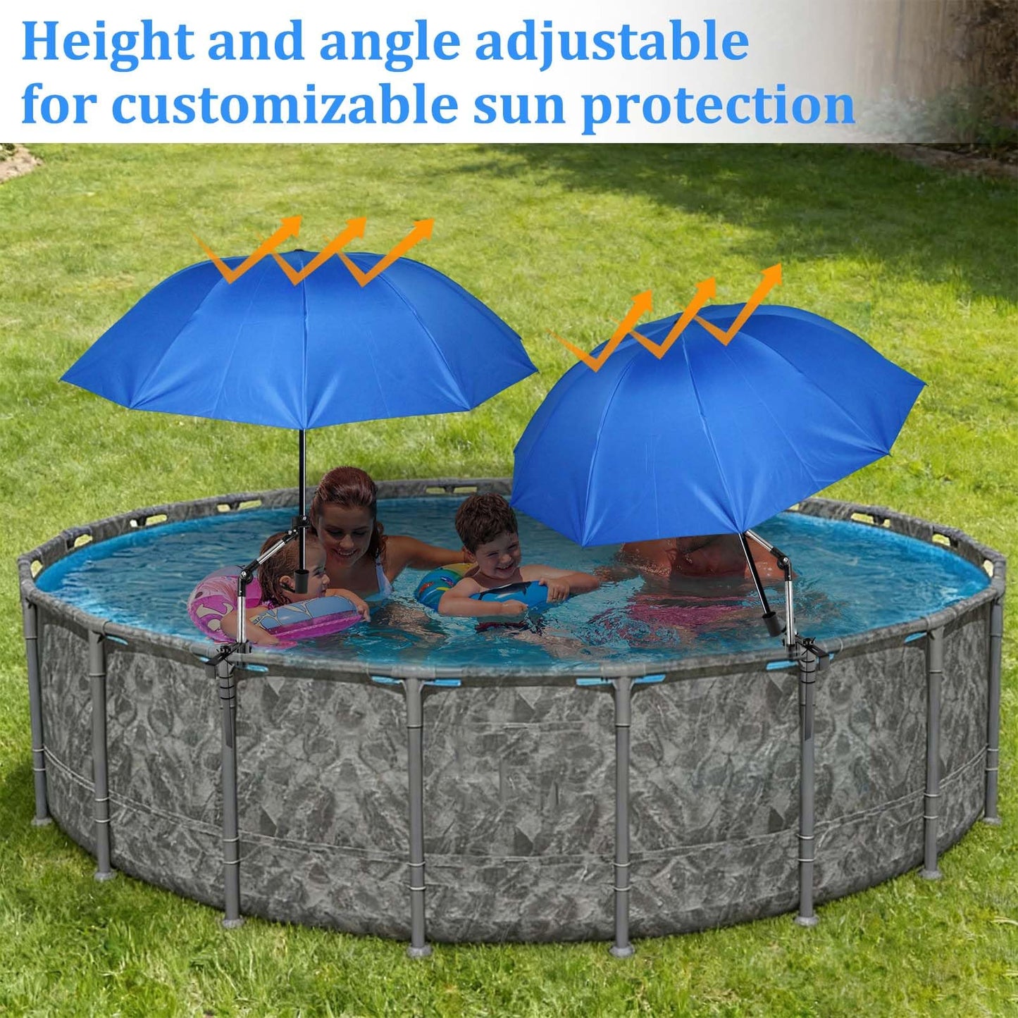 1Pack Pool Shade Umbrella, 49.2'' Large Adjustable Above Ground Pool Sunshade Canopy with Clamp 360°Swivel UPF 50+ Portable Weatherproof Patio Umbrella for Swimming Pool Outdoor Garden Beach Chairs