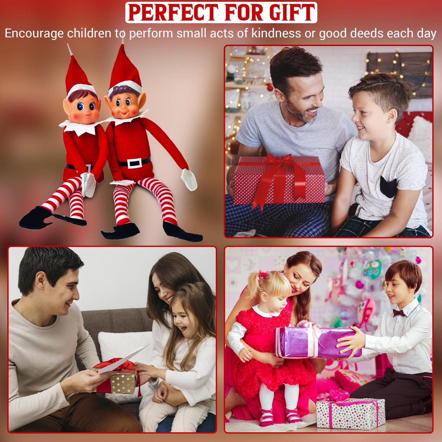 Prime Collectibles Naughty Elf Couple 2 Pack – 12 Inch Boy & Girl Christmas Elf Figures with Soft Bodies & Vinyl Faces, Santa’s Little Helpers, Holiday Shelf Decor, Festive Christmas Display Set