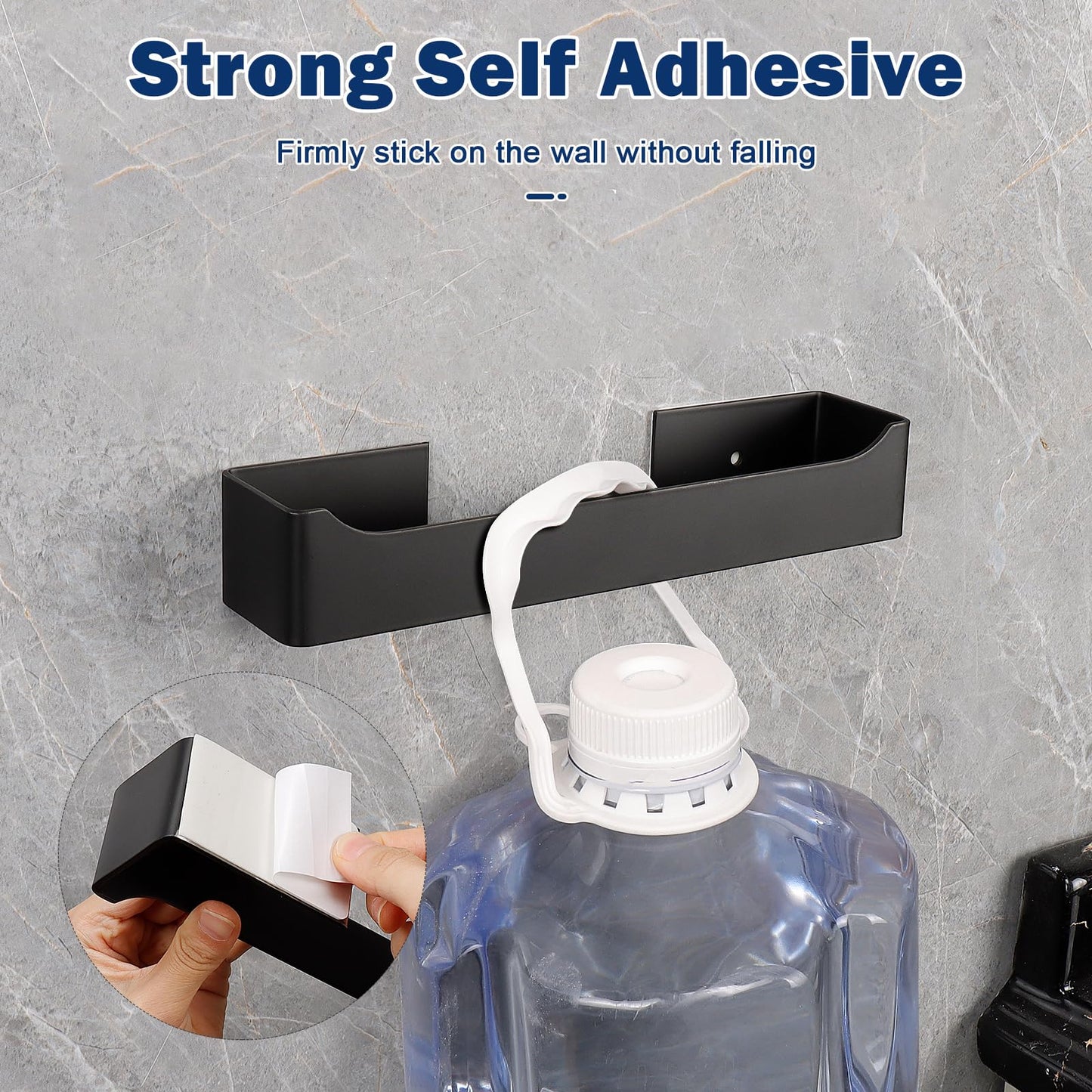 NearMoon Self Adhesive Hand Towel Holder/Towel Ring, Stainless Steel Hand Towel Bar Rustproof Stick on Wall-Towel Rack for Bathroom/Kitchen, Square Sticky and Wall Mounted (9 Inch, Matte Black)