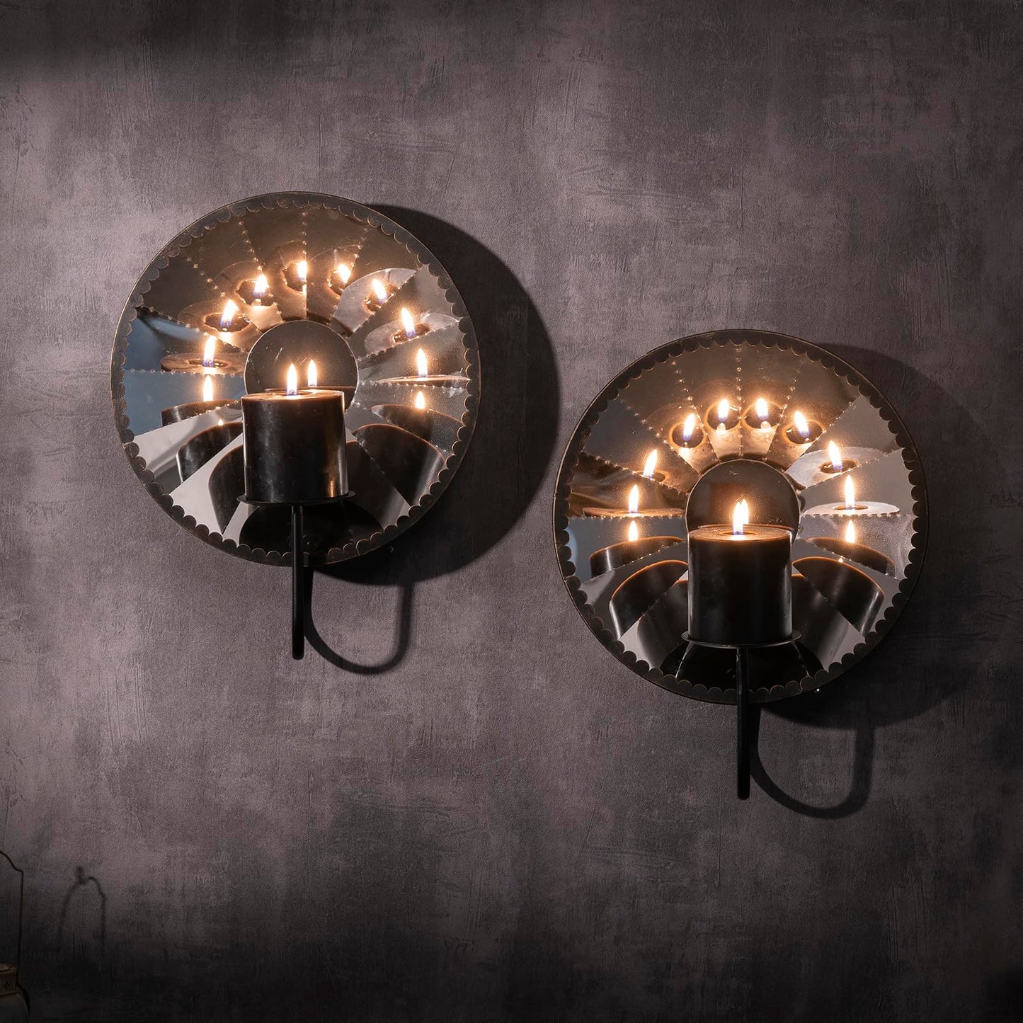Woparty Candle Sconces,Wall Candle Holder Set of 2, Multi-Angle Light Reflection for Wall Decor Living Room，Dining Room 11.8" H x 10.8" W x 4.9" D
