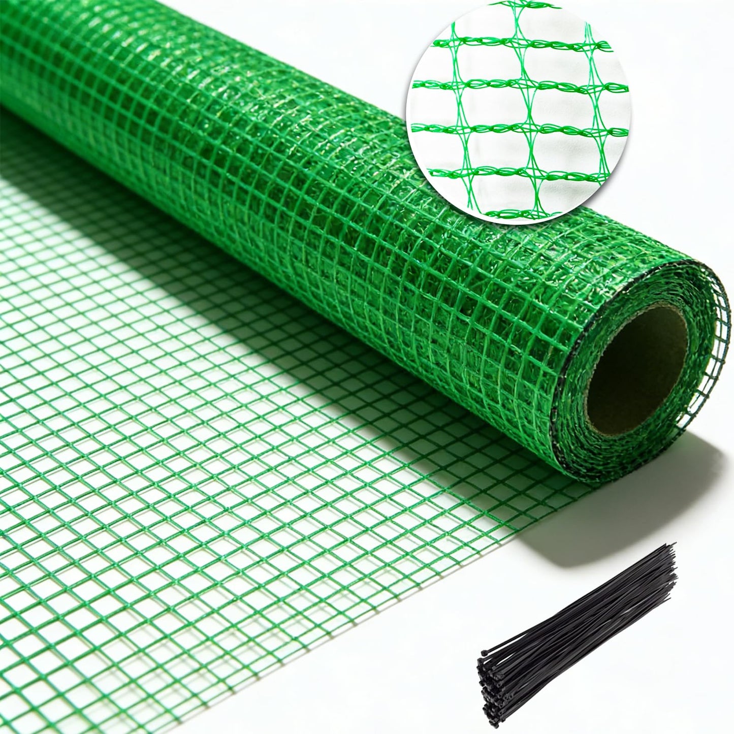 Hortifan Garden Fence Temporary Fence, 4'x100' with 50 Zip Ties, Plastic Fencing Safety Fence Snow Fence, Construction Fencing for Yard, Deer, Pet, Rabbits, Chicken, Dogs, Animal Barrier, Green