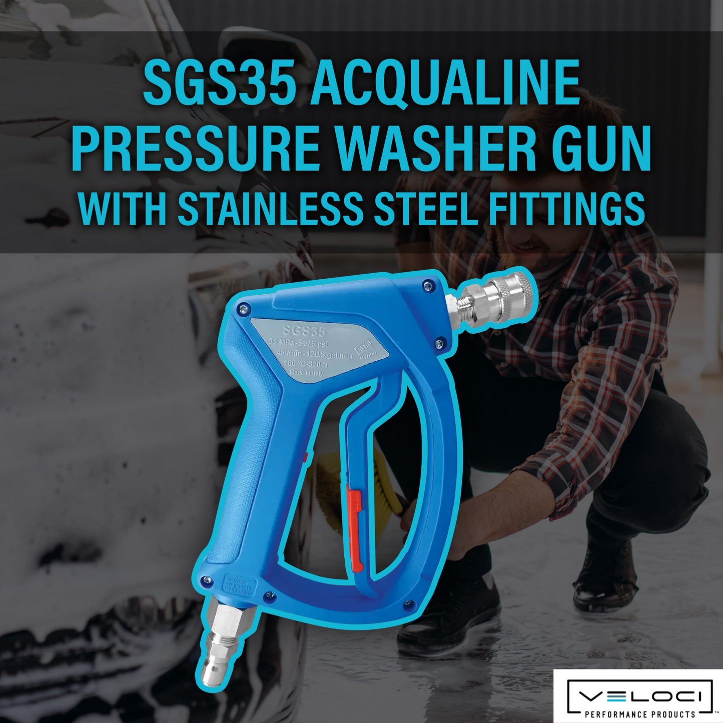 MTM Hydro Acqualine SGS35 Pressure Washer Gun with Stainless Steel Quick Connect Fittings and Live Swivel, High Pressure 5000 PSI Commercial Grade