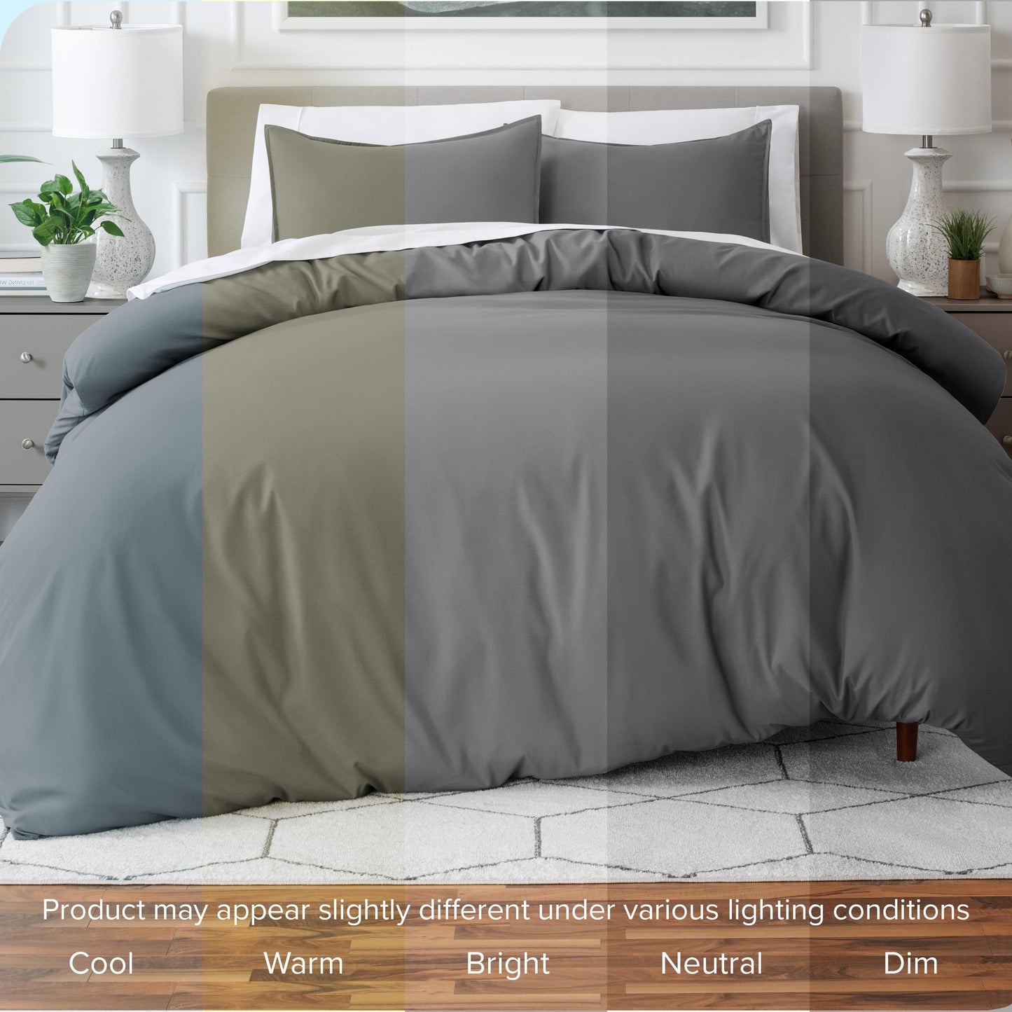 Bare Home Bedding Duvet Cover Queen Size - Premium 1800 Super Soft Duvet Covers Collection - Lightweight, Cooling Duvet Cover - Soft Breathable Bedding (Queen, Grey)