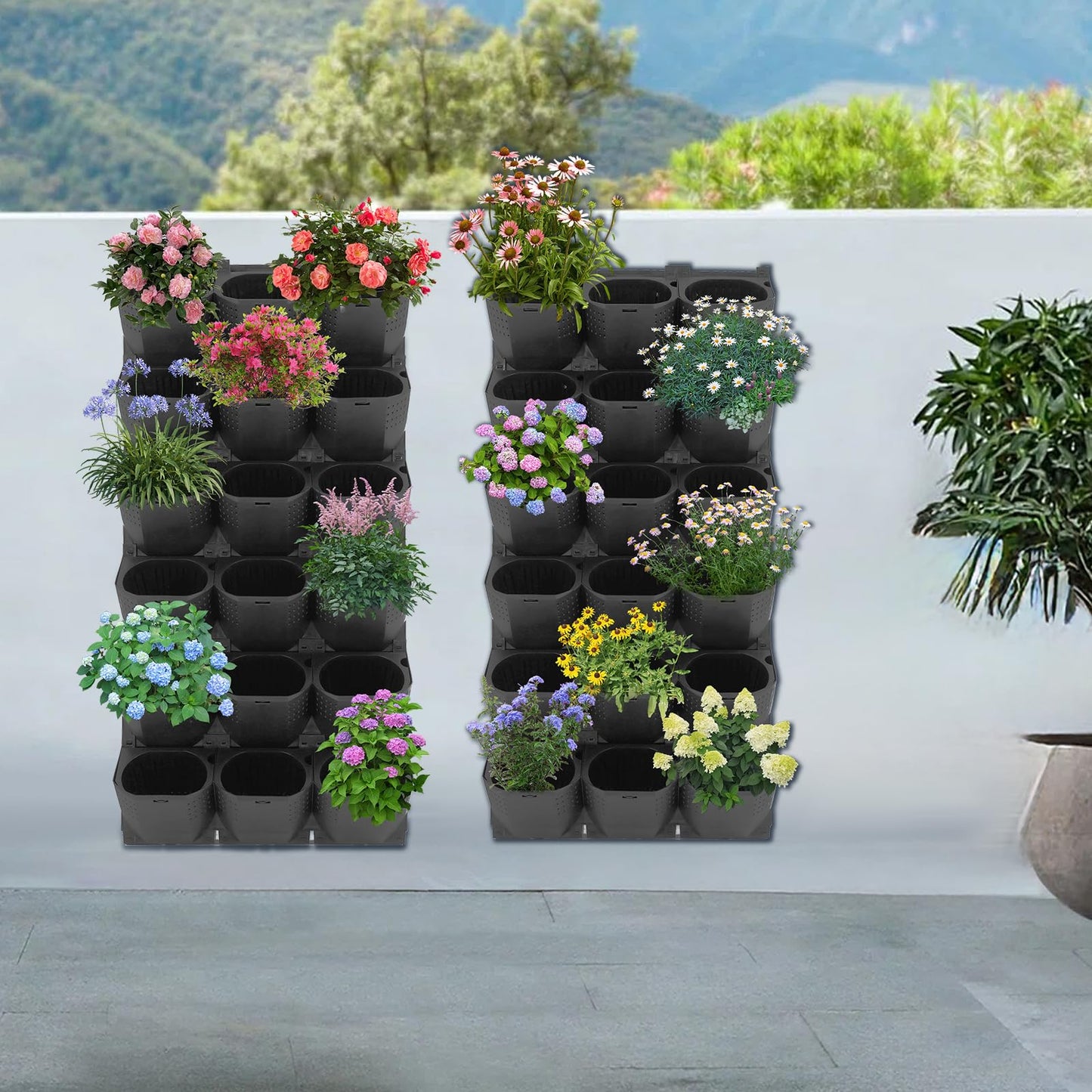 Fichiouy Vertical Garden Planter for Indoor/Outdoor Plants, Wall-Mounted Planter with 36 Pots,Hanging Flower Pots for Balcony, Home, Commercial Spaces (White)