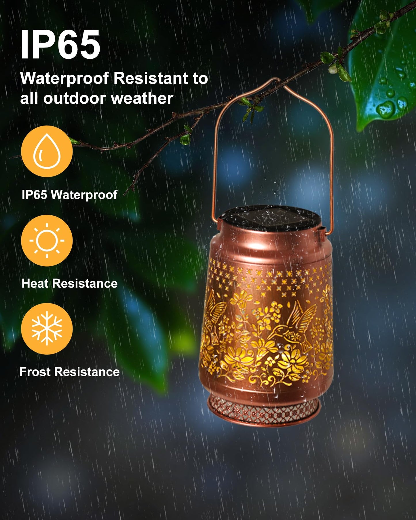 Solar Lanterns Outdoor Waterproof Hummingbird Elegant Garden Decor Birthday Gifts for Women Mom Grandma Sister Metal Hanging Solar Lights Outside Decorations for Backyard, Patio, Lawn, Porch