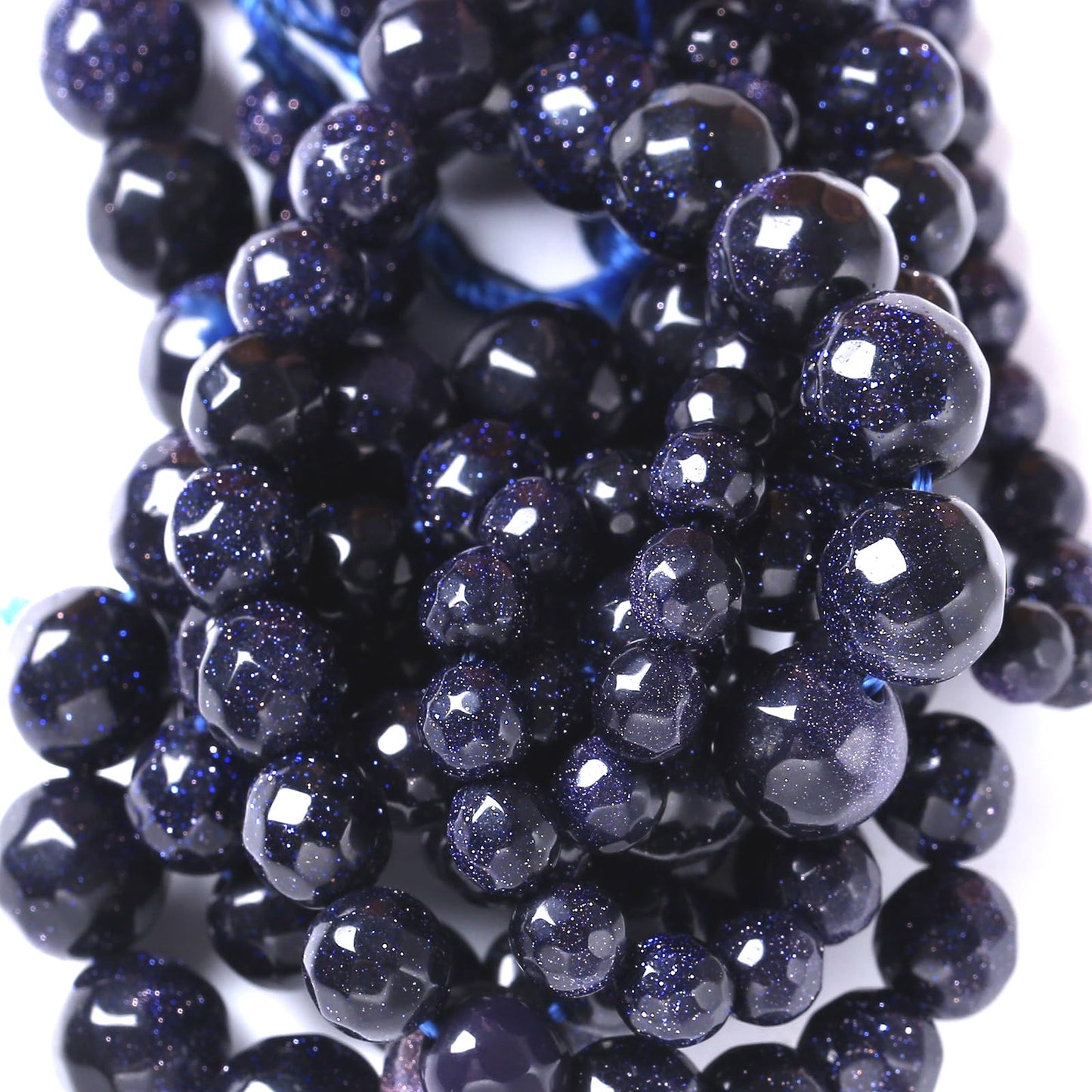 10mm 36pcs Natural Blue Sandstone Faceted Stone Beads for Jewelry Making DIY Bracelet Necklace Accessories 15" Energy Healing Power Stone Beads (Faceted Blue Sandstone, 10mm)