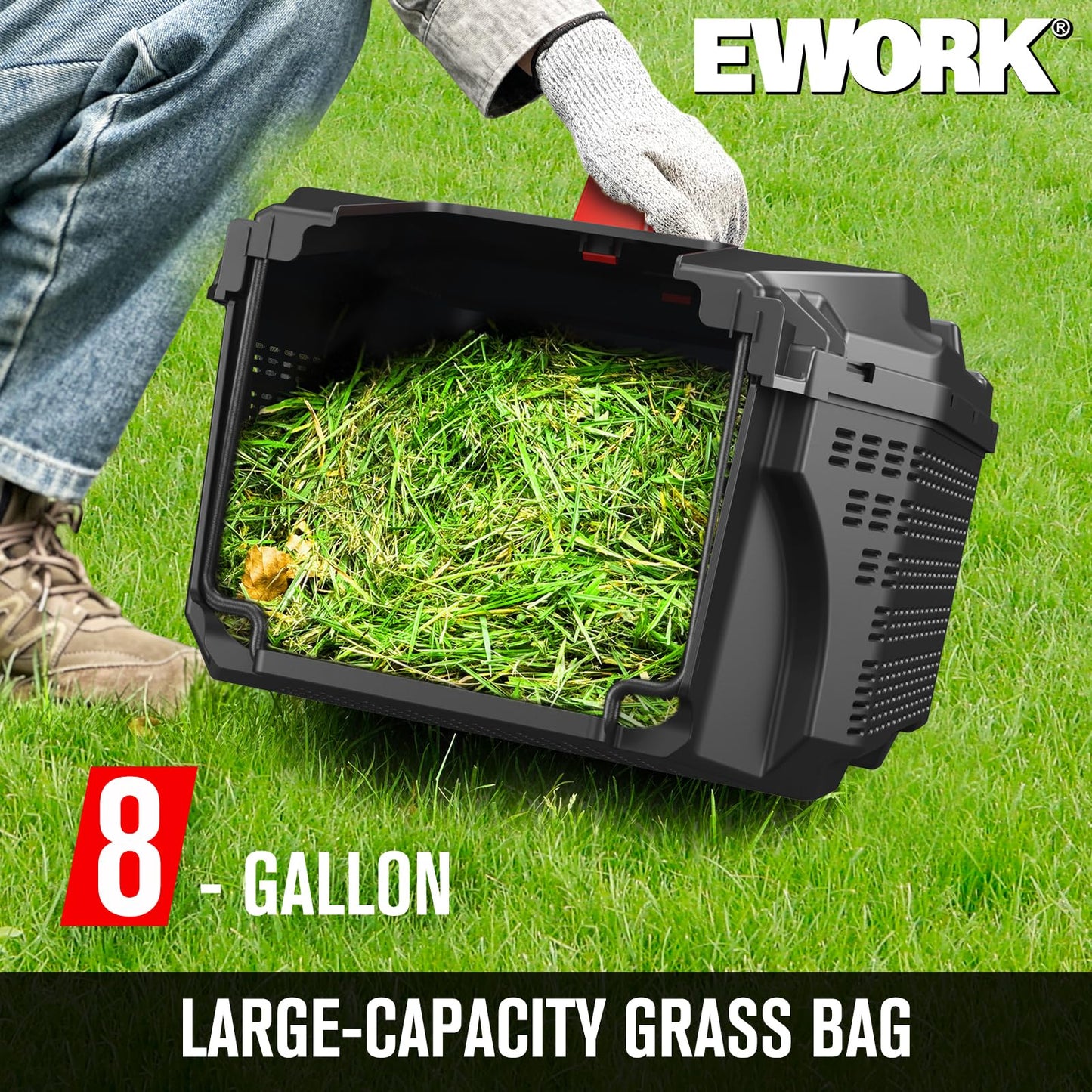 EWORK Corded Electric Lawn Mower 14-Inch, 11Amp Electric Push Mower with 30L Collection Bag, 4-Height Adjustment, Lightweight Lawnmower for Garden, Yard