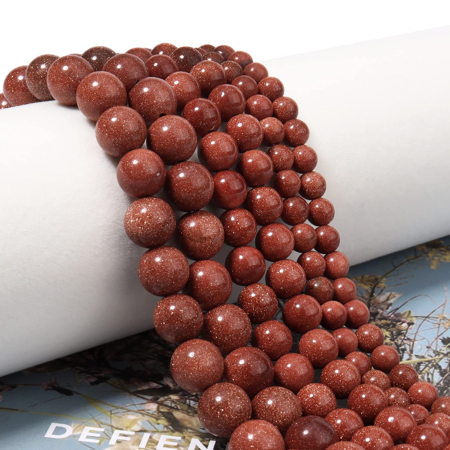 45pcs 8mm Natural Stone Beads Gold Sandstone Beads Energy Crystal Healing Power Gemstone for Jewelry Making, DIY Bracelet Necklace