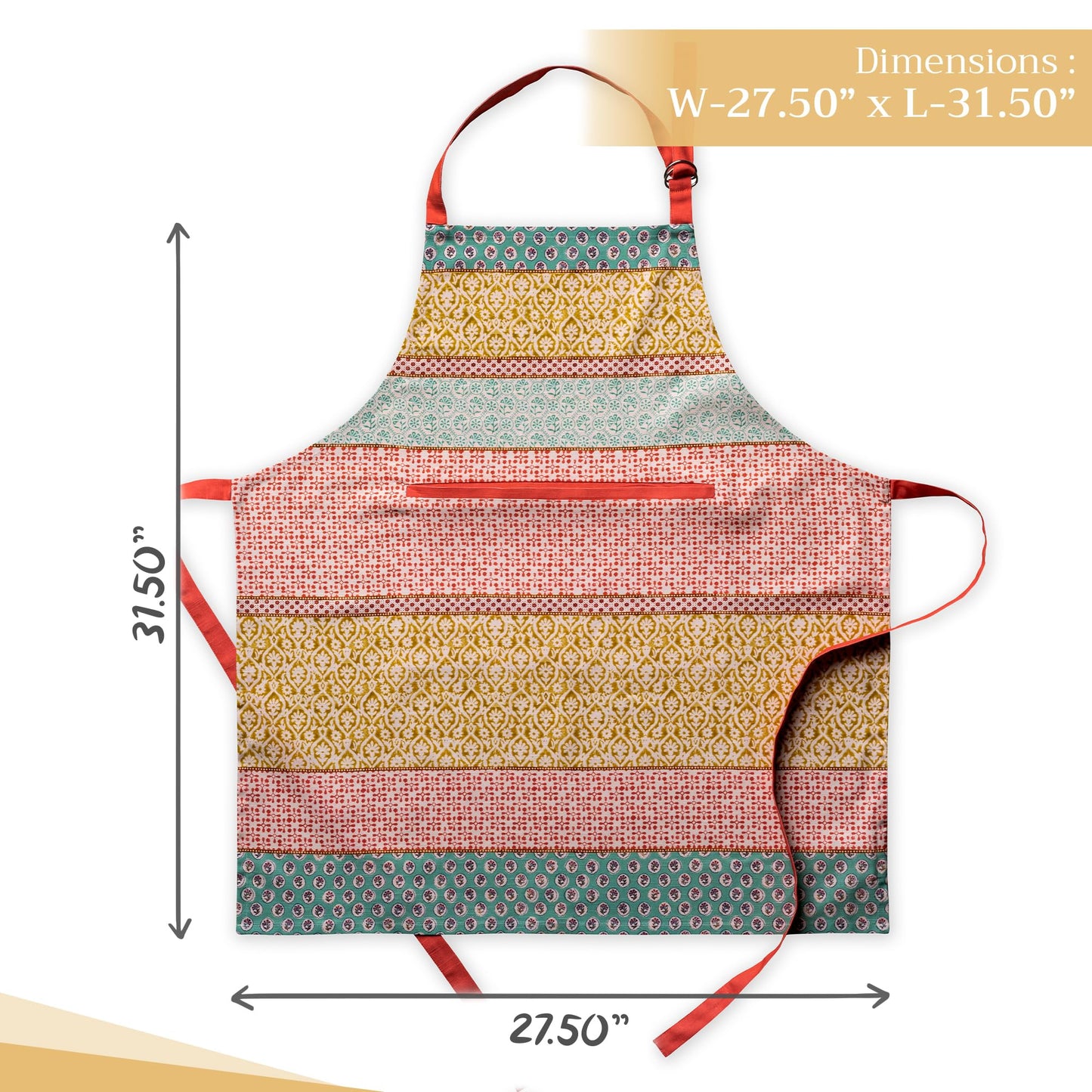 Maison d' Hermine Apron for women with Pocket 100% Cotton 27.50"x31.50" 1 Piece Adjustable Neck Strap & long ties Apron Men, Chef, Wedding, Cooking, Gardening, Server Spring/Summer (Provence)