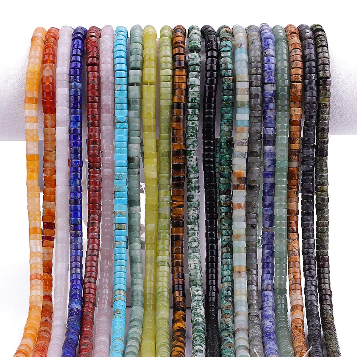 BEADIA Natural Green Aventurine Spacer Beads Caps Loose Semi Gemstone for Beading Jewelry Making 6mmx3mm 38cm