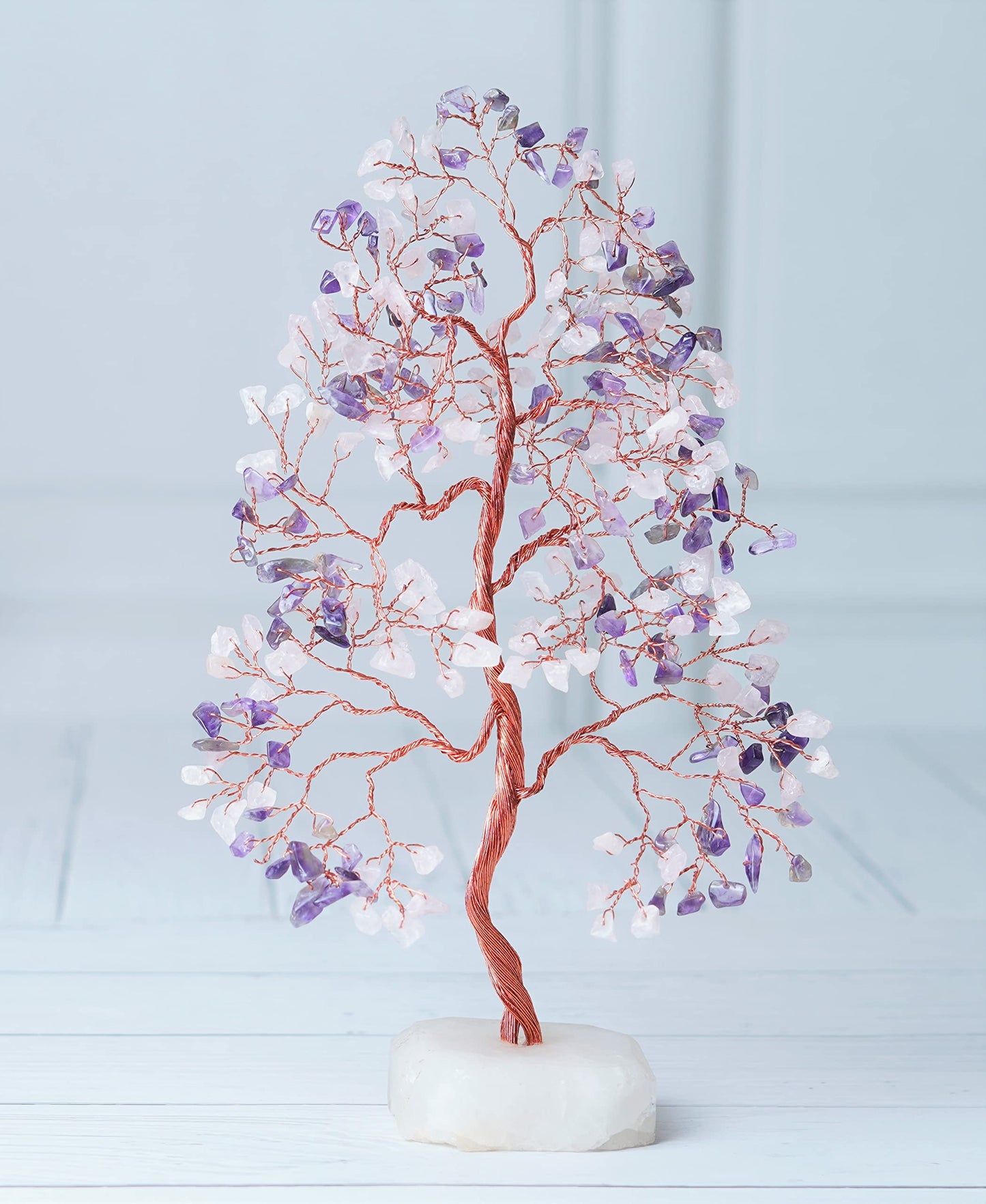 Crocon® Amethyst & Rose Quartz Crystals Tree Home Decor, Birthday Gifts for Women, Sister Gemstone Gift for Her Money Tree Crystals & Healing Stones House Warming Gift New Home, Purple Decor Present