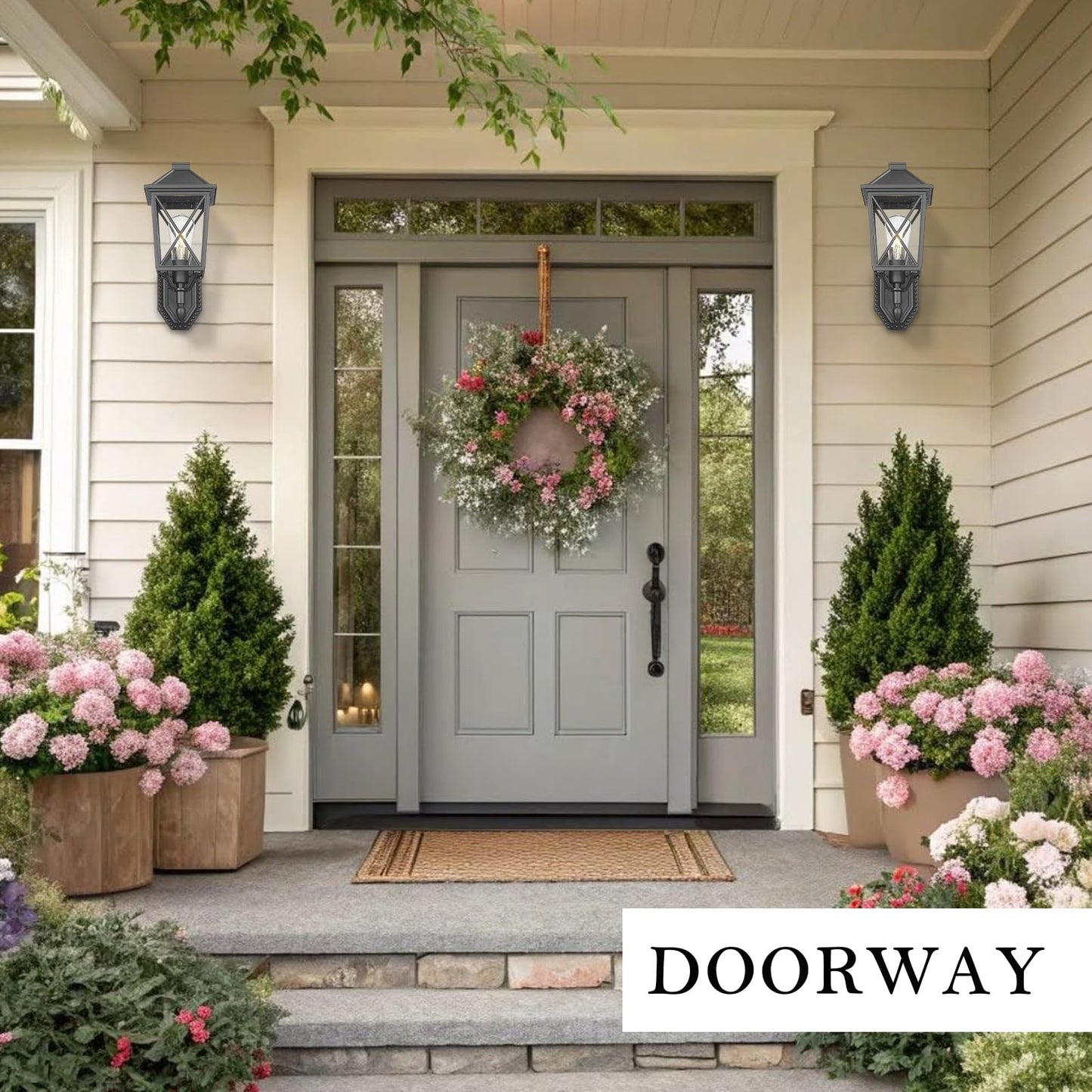 Darkaway Outdoor Wall Light Fixture,Outside Porch Lights Wall Mounted Seeded Glass Exterior Waterproof Lantern Modern E26 Socket Wall Sconce Lighting for Front Door Yard Patio