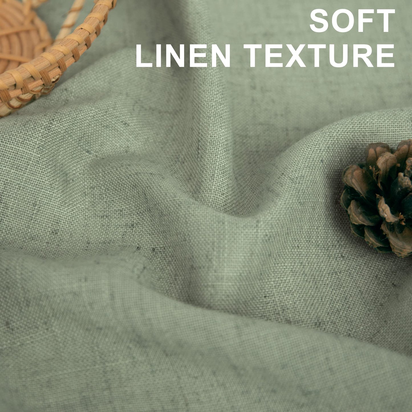 DANCURTON Sage Green Valance for Windows Kitchen Living Room Valance Rod Pocket Boho Farmhouse Country Rustic Bathroom Small Window Treatment Semi Sheer Linen Curtain Valances for Bedroom Light Sage