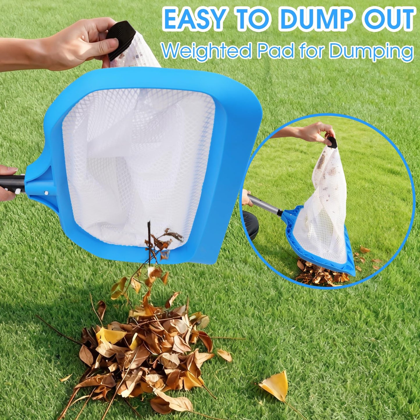 TidyMister Pool Skimmer Net with Front Double Layer Net, Ultra Fine Mesh Diamond Netting Pool Leaf Rake for Above Ground Pools & In-ground Pools, Fit with 1-1/4'' Standard Pole