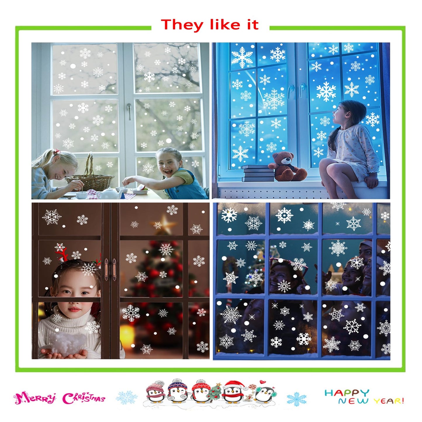 Afmivs Snowflake Window Clings for Glass Windows Snow Spray, 321PCS Christmas Window Clings Winter Xmas Holiday Window Stickers Decals Decor, 9 Sheets Christmas Decorations for Office Clearance Indoor