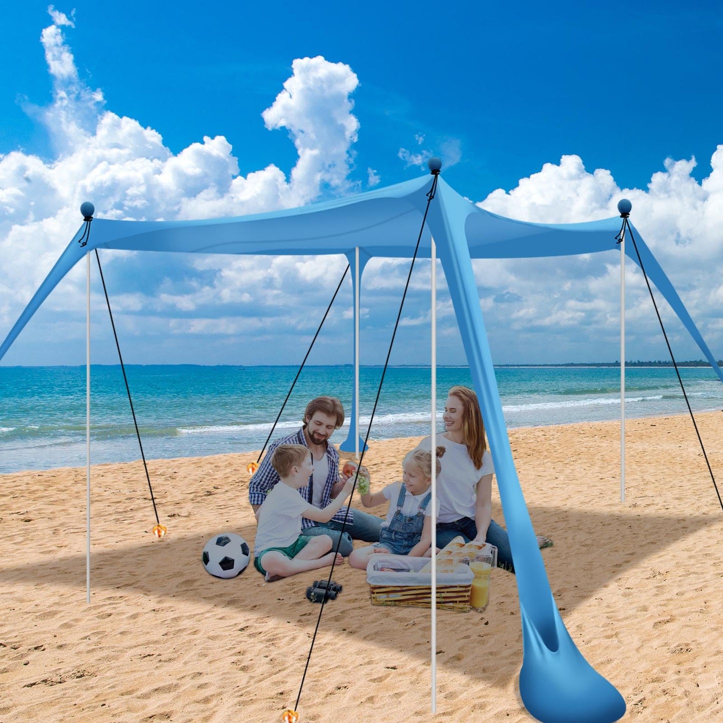 Beach Tent, Beach Canopy UPF50+ with Sandbags, Outdoor Shade 11x11 FT, Camping Tent Sun Shelter for Camping Trips, Fishing, Backyard Fun or Picnics
