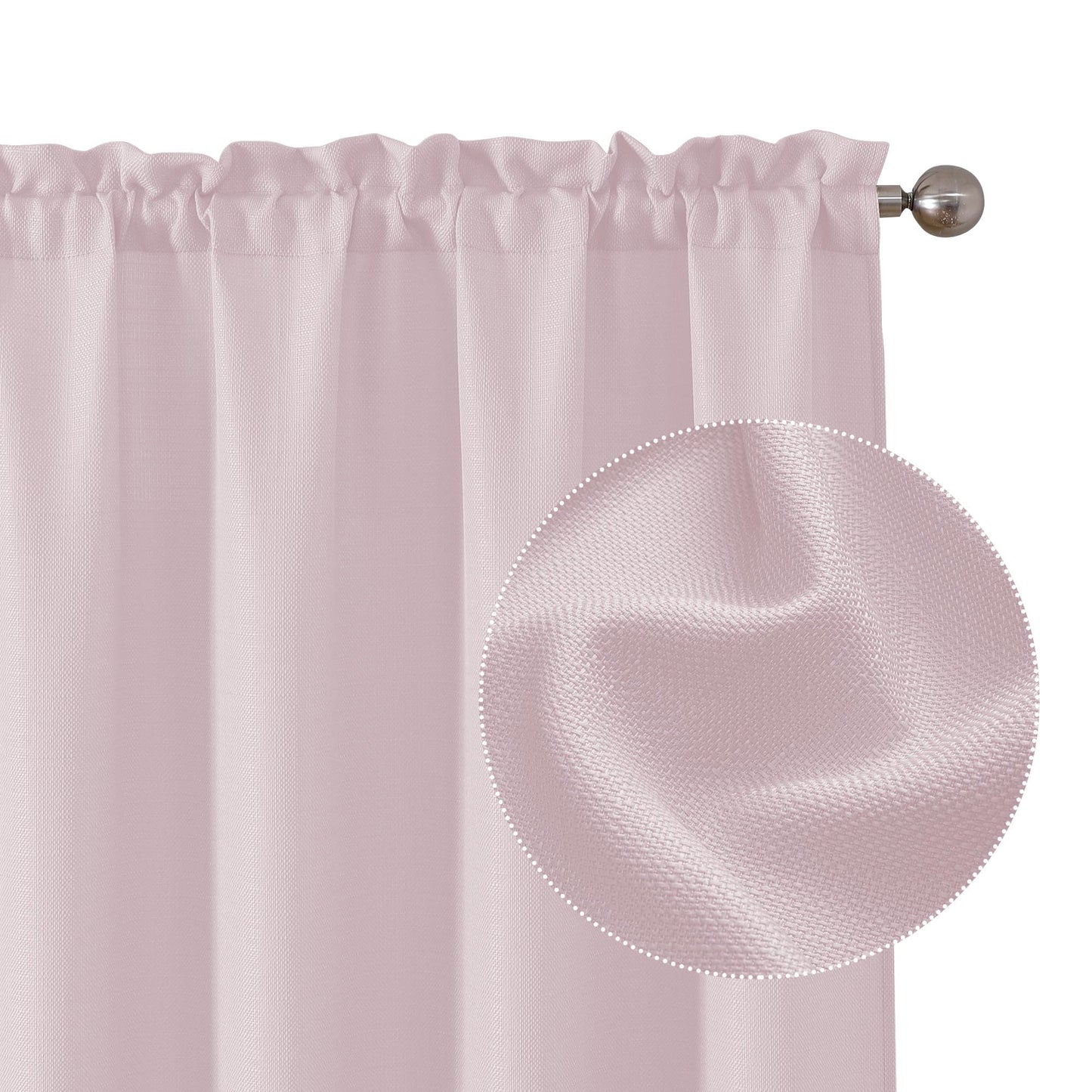 Chyhomenyc Bennet Blush Pink Valance for Windows, Faux Linen Slub Textured Semi Sheer Small Window Kitchen Valance Curtain, Rod Pocket Cafe Valance for Bathroom Laundry Basement, 30Wx14L inch, 2 Piece