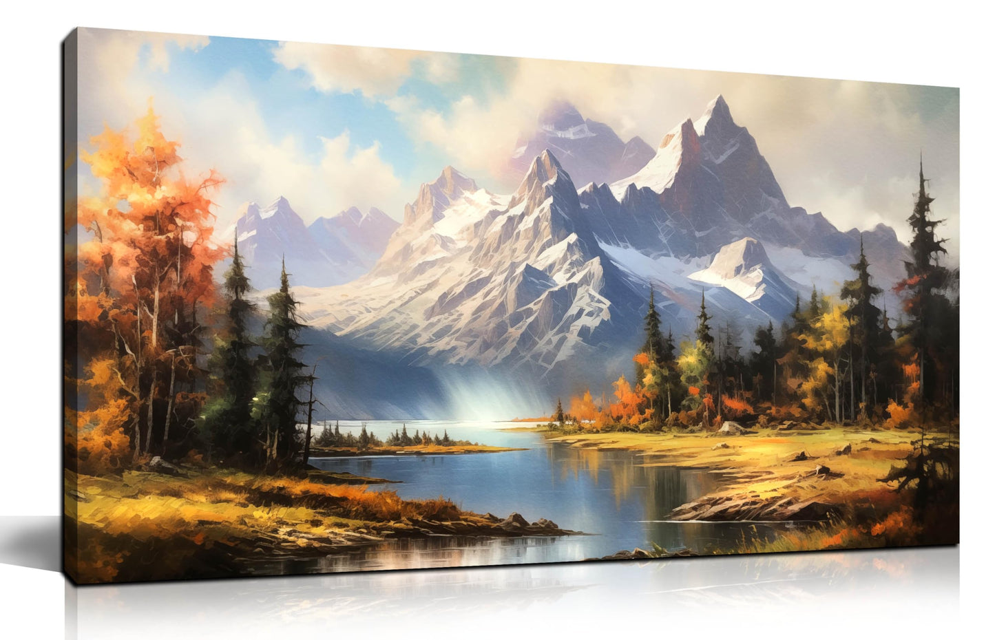 Mountain Wall Art for Living Room Bedroom Office Nature Wall Art Large Mountain Lake Forest Landscape Pictures Modern Artwork Framed Wall Decor Canvas Prints 20x40 Inch
