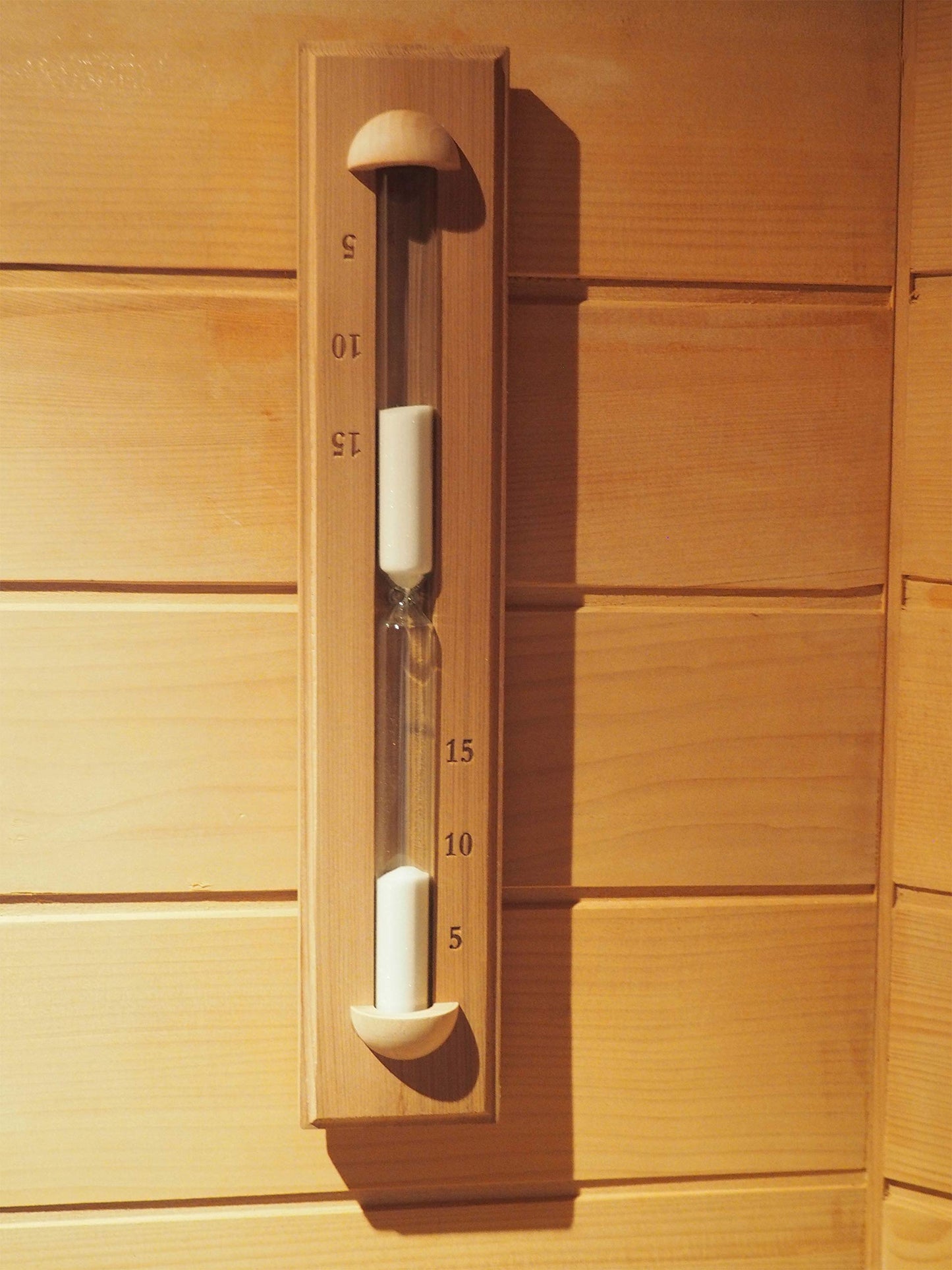 HSE Deluxe Cedar Wall-Mounted Rotating Sauna Sand Timer-15 Minutes-Choose Your Sand Color (15 Minutes, White)