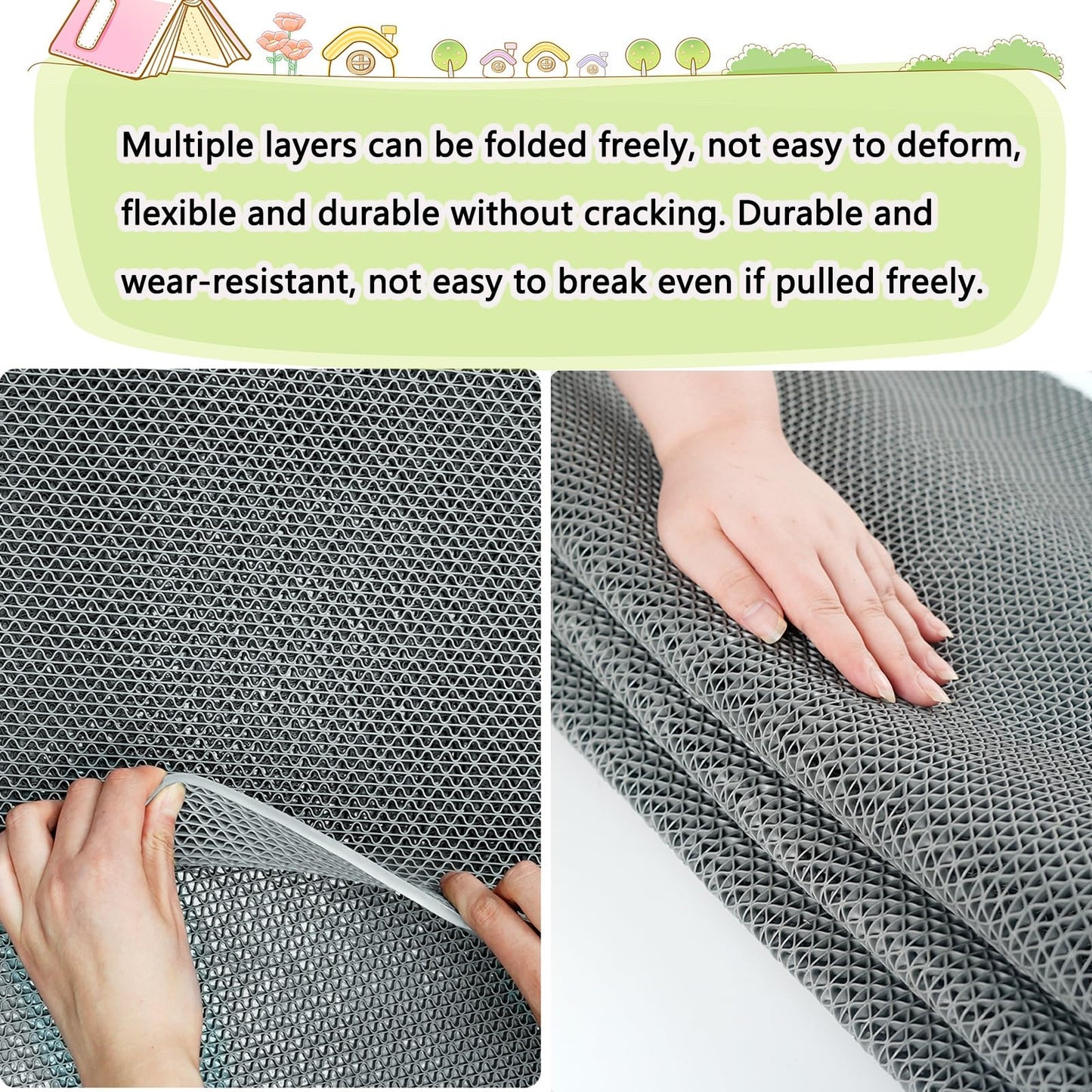 NOBBAT Non Slip Kitchen mat,Non Slip mat,Multipurpose Non Slip Mat,PVC Anti Slip Rug Pads,Anti Slip Rug Underlay Carpet Grip Mat for Home,Office,Cars(Gray,1.2mx1m)