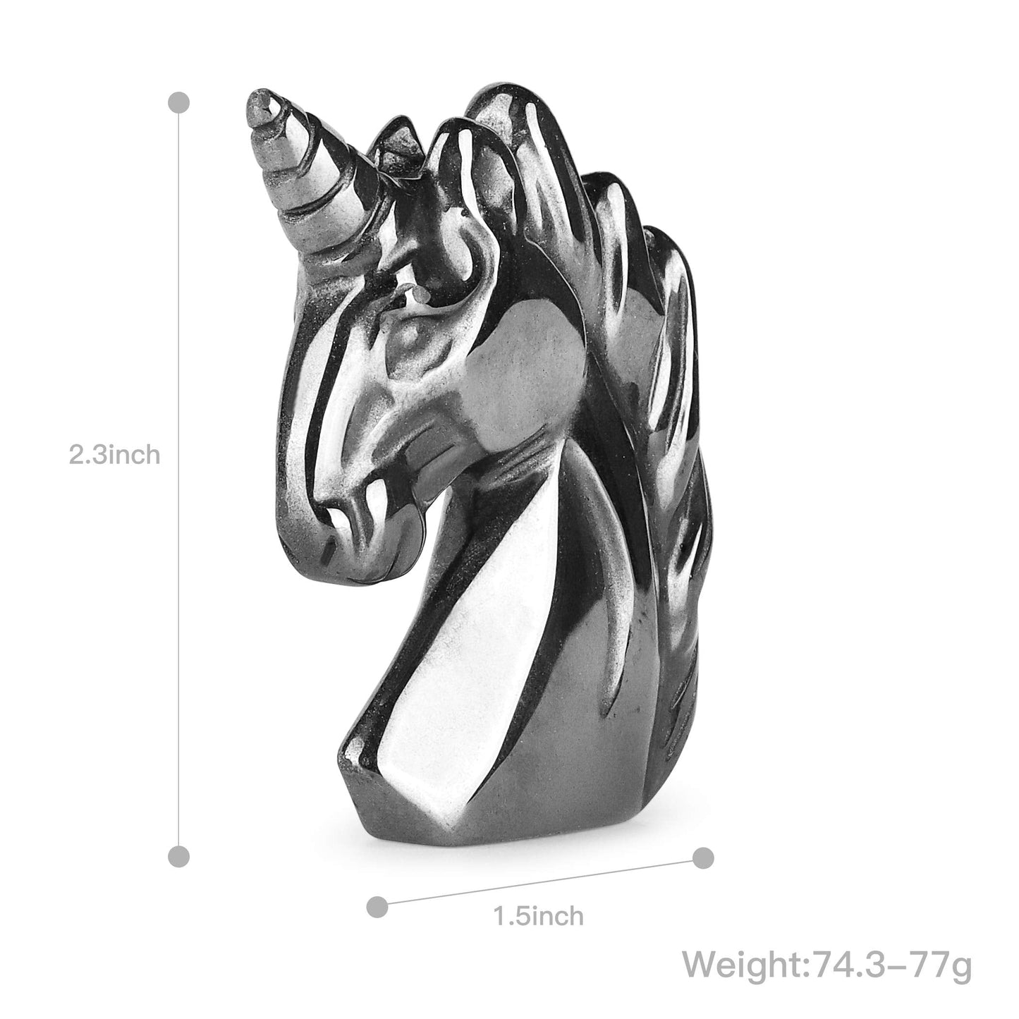 Artistone 3" Hematite Crystal Unicorn Figurines,Hand Carved Polished Gemstone Unicorn Statue Animal Carvings Collectible Paperweight Decorative Healing Stones for Home,Office