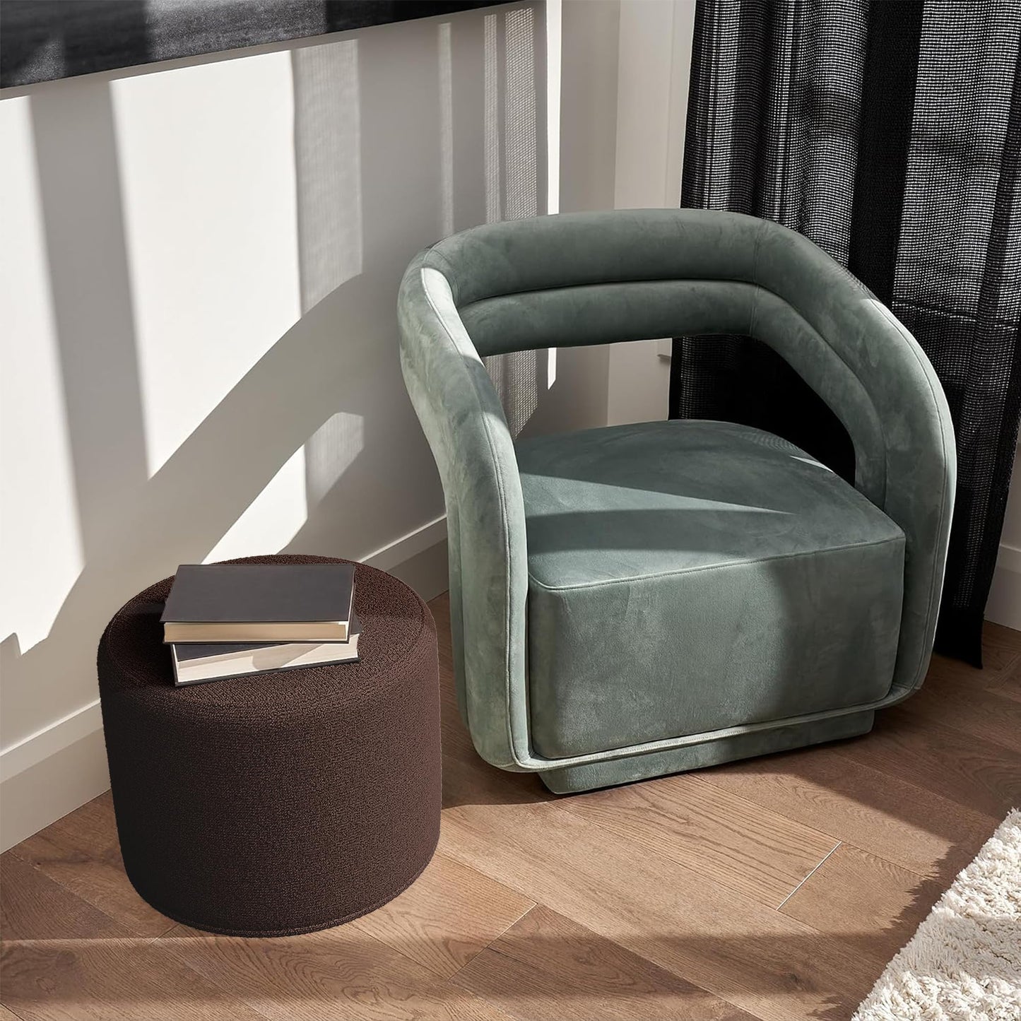 ZICOTO Beautiful Boucle Pouf Ottoman and Foot Rest - Elevate Your Living Room Decor with Lightweight Comfort and Charm - A Modern Foam Stuffed Poof Perfect to Rest Your Feet