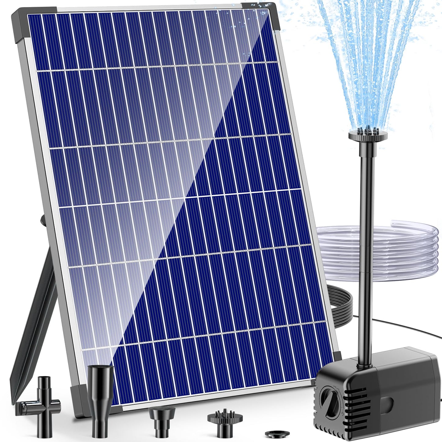 Antfraer 12W Solar Water Pump, Solar Water Fountain Pump 160GPH Flow Adjustable with 6.6FT PVC Tubing, Solar Pond Pump for Fish Pond Garden Waterfall Hydroponics DIY Water Features