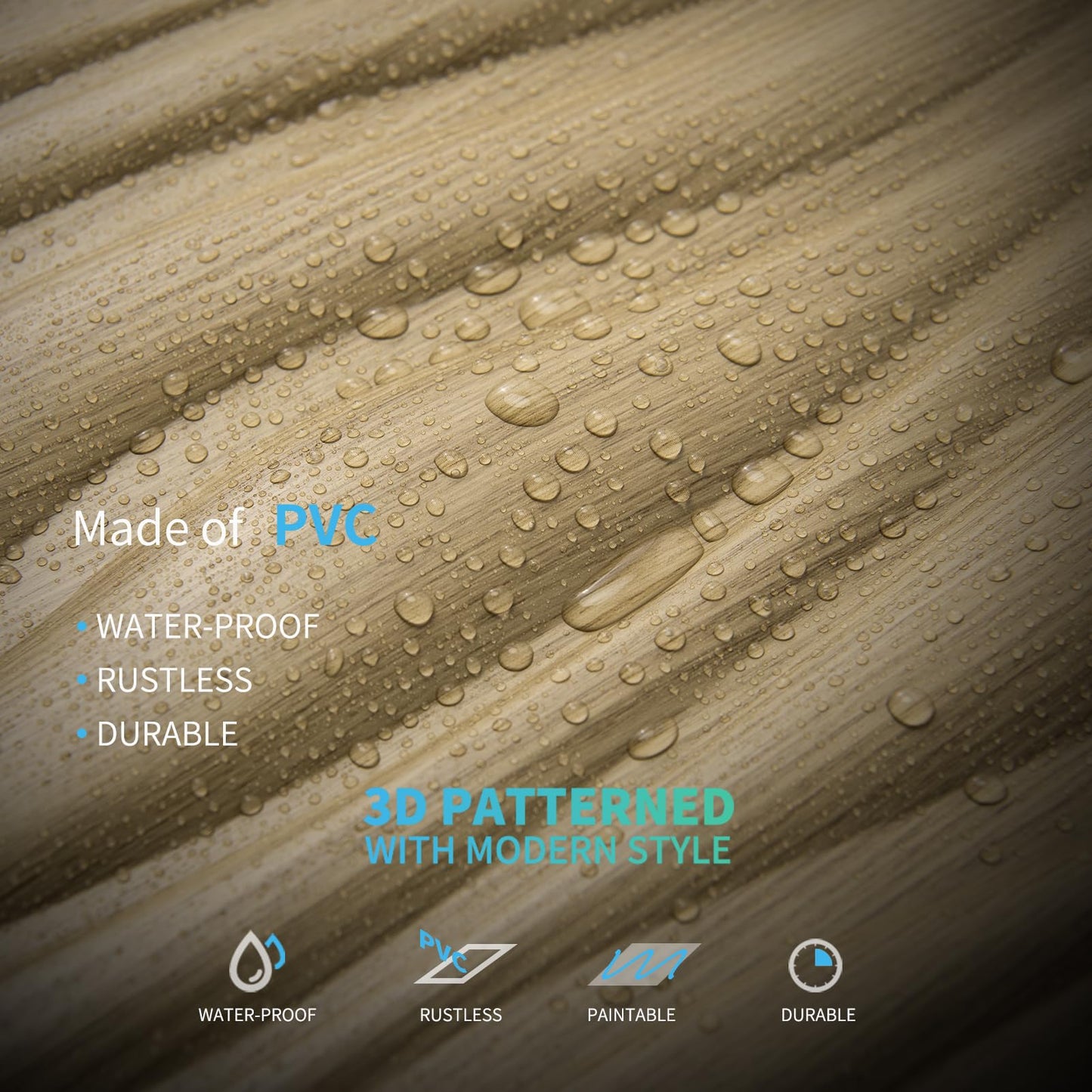 Art3d PVC Wave Board Textured 3D Wall Panels for Interior Wall Decor, Living Room, Bedroom, Office, Walnut, 19.7" x 19.7" (12 Pack)