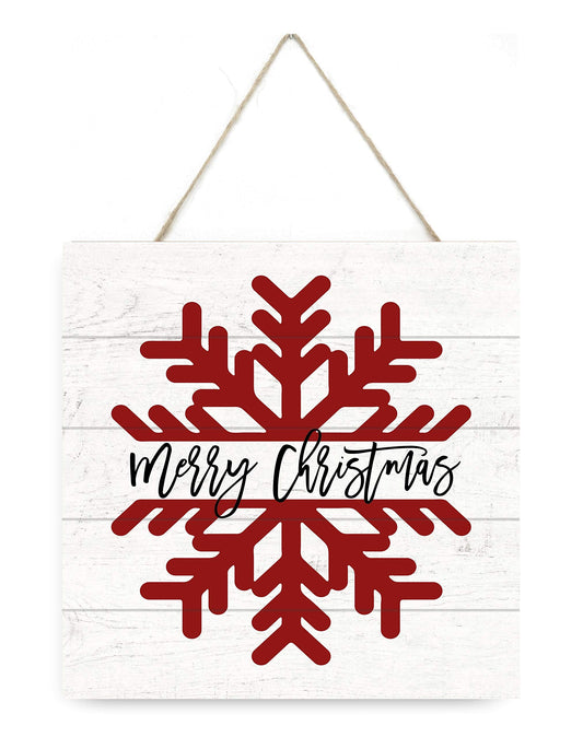 MRC Wood Products Merry Christmas Snowflake Wooden Plank Sign 7.5x7.5