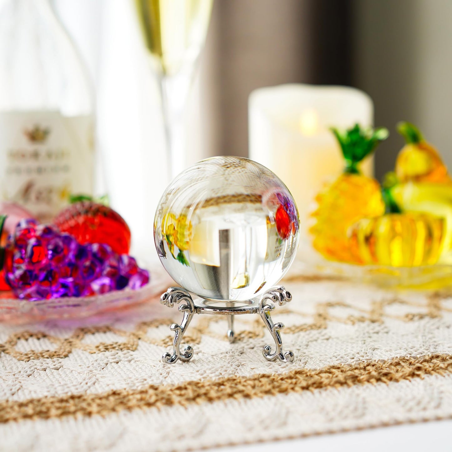 60mm Clear Crystal Ball with Stand Handcrafted Photography Prop for Magical Shots Elegant Home & Party Decor Gift for Women