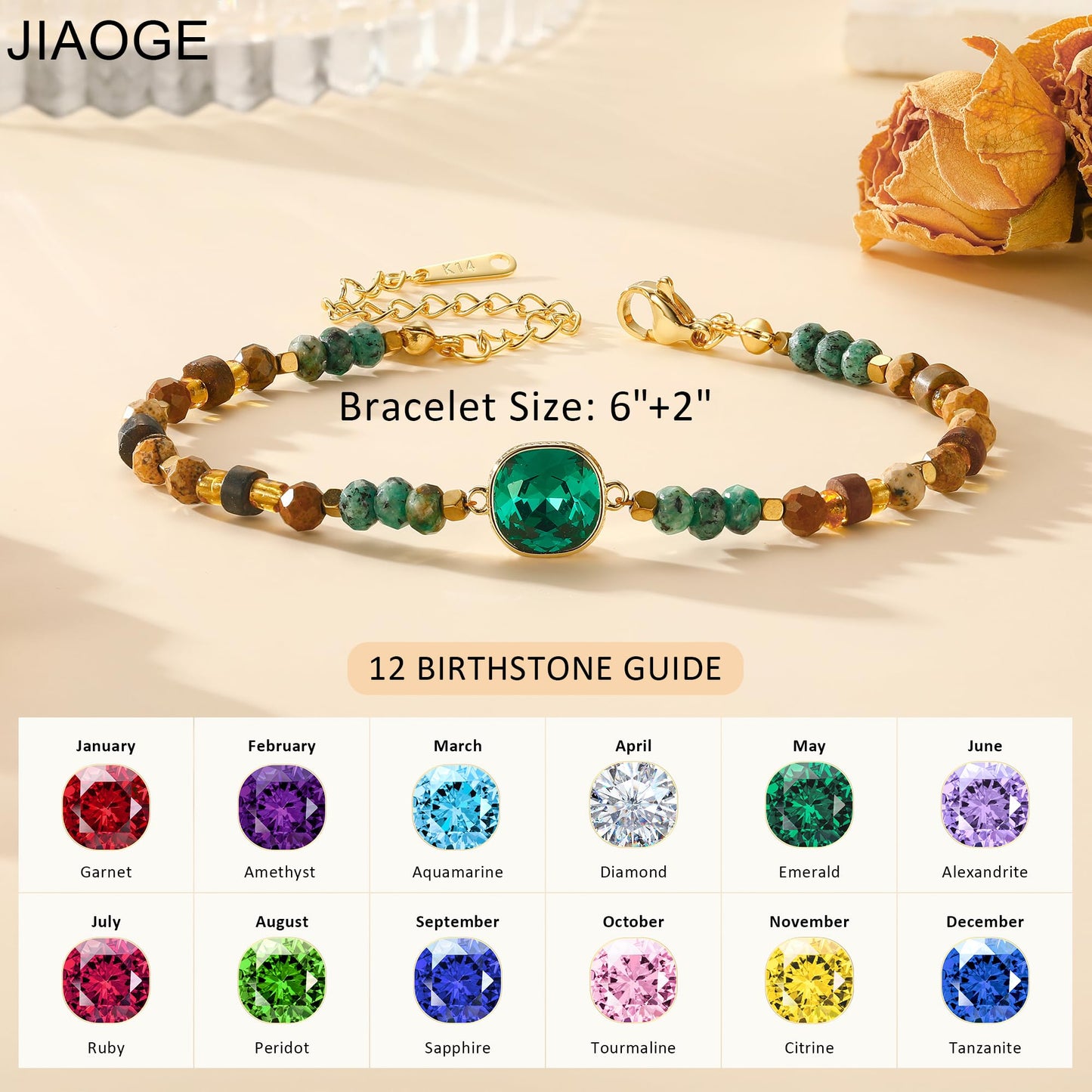 JIAOGE January Birthstone Bracelets for Women - Garnet Bracelet for Girls Gifts for Girls Beaded Bracelets for Women Garnet Jewelry Red Bracelet for Women Red Jewelry January Birthday Gifts for Women