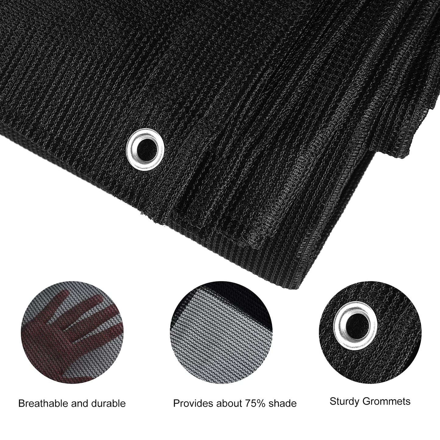 FEPITO Heavy-Duty Mesh Tarp 10ftx20ft Black Mesh Shade Net Cover for Patio, Fences, Garden, Dump Trucks