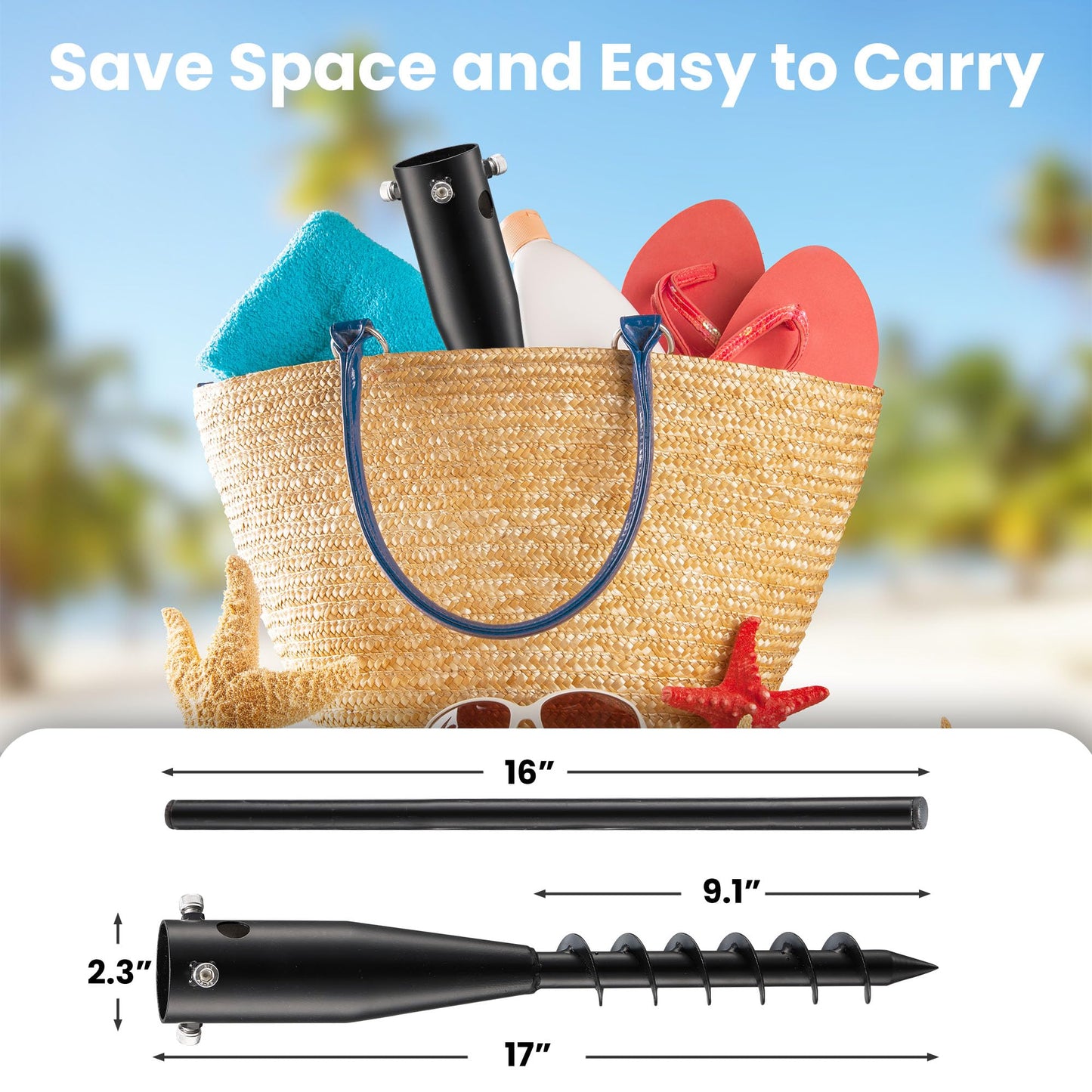 Lcokeiy Beach Umbrella Sand Anchor - Heavy Duty Outdoor Umbrella Holder No Dig Ground Umbrella Base - Sturdy and Reliable 2.3“ Inner Diameter, Black(1 Pack)